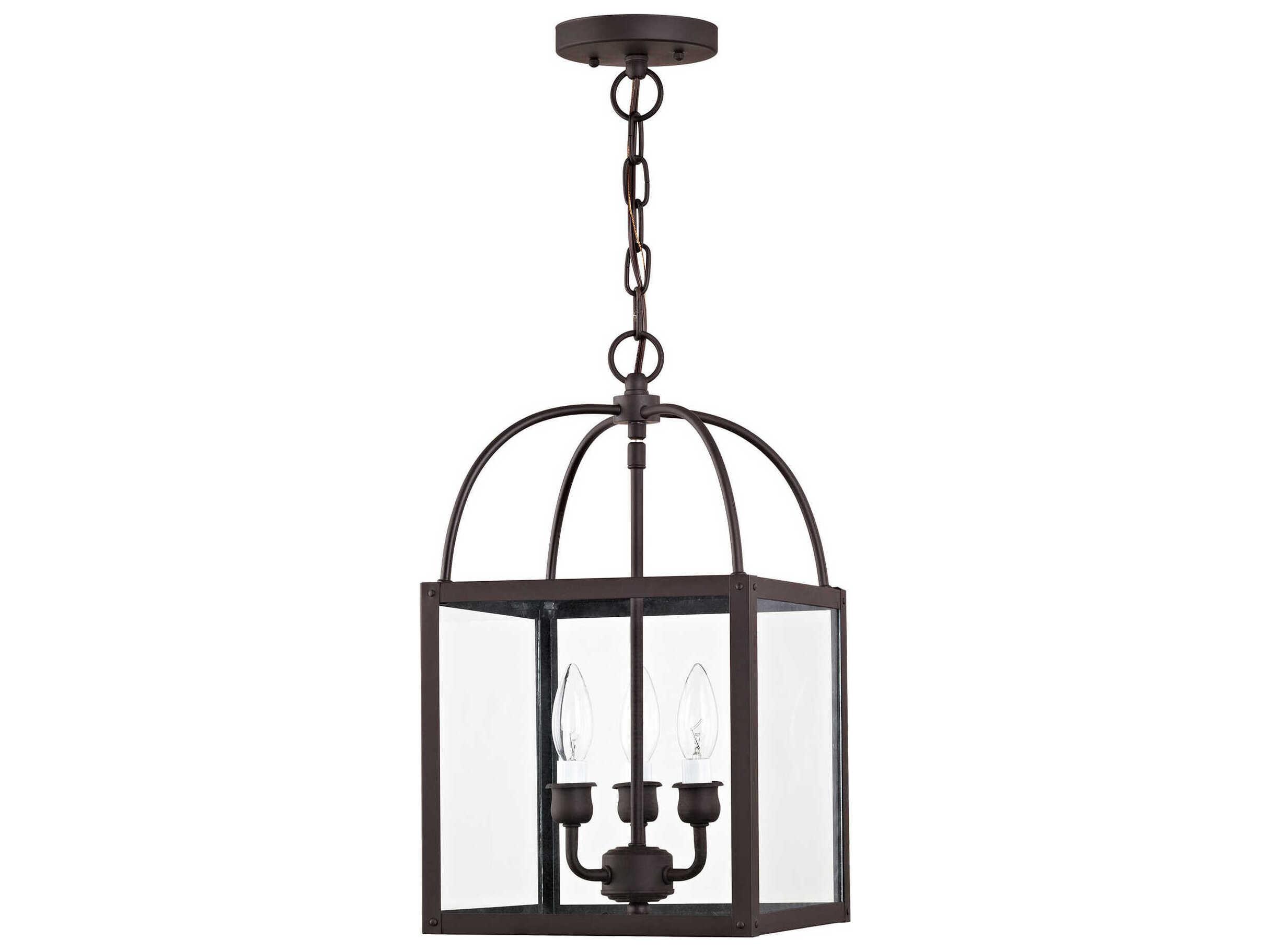 Livex Lighting Milford 3-Light Bronze Glass Candelabra Lantern Chandelier