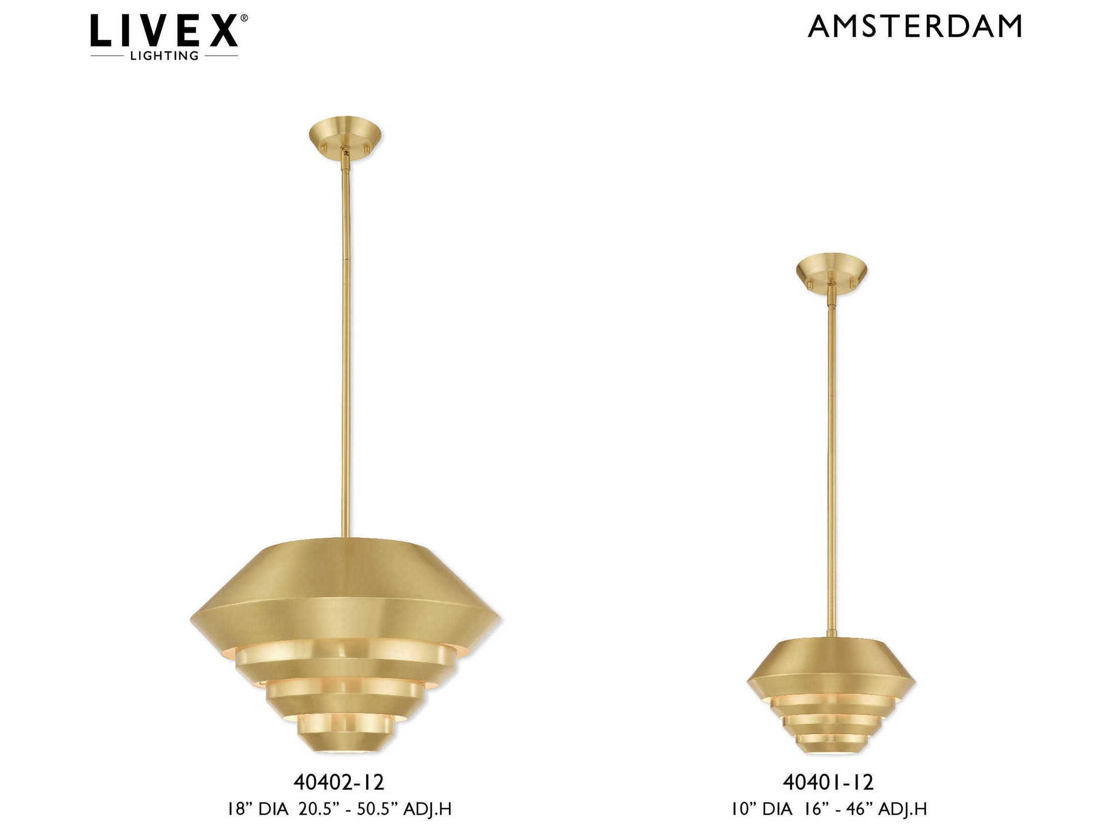 Livex Lighting Amsterdam 1-Light Satin Brass Pendant