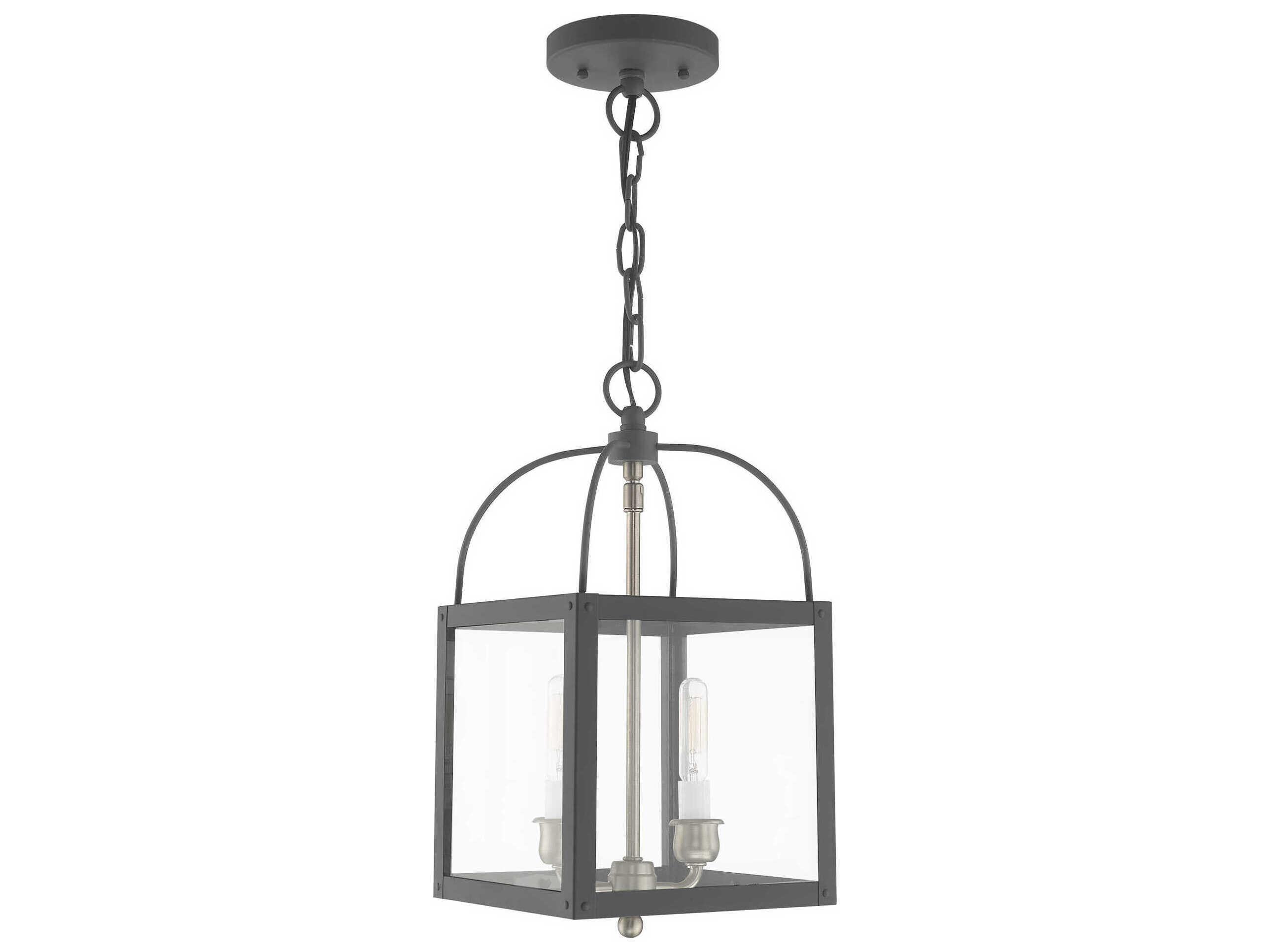 Livex Lighting Milford 2-Light Scandinavian Gray Glass Mini Pendant