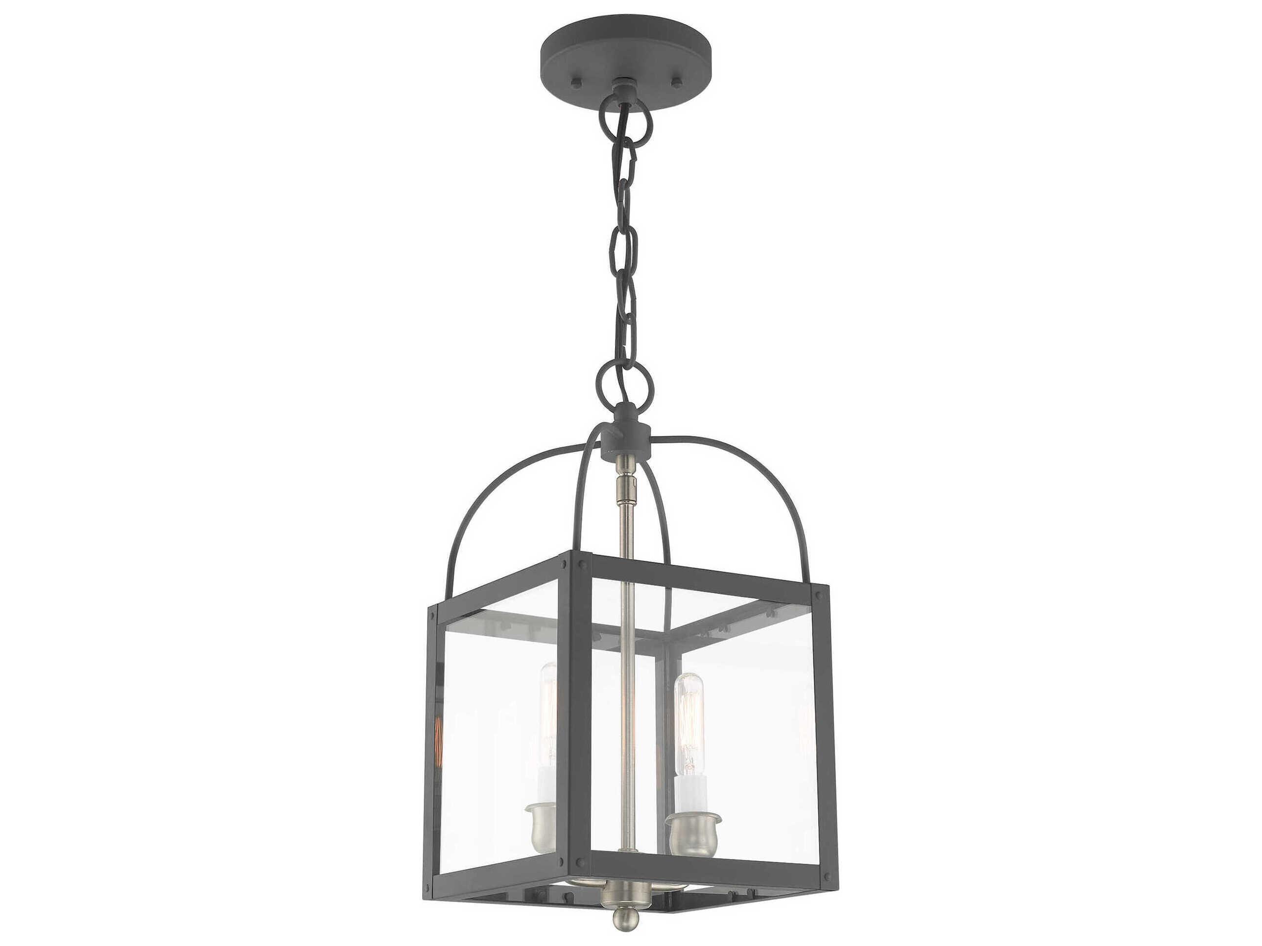 Livex Lighting Milford 2-Light Scandinavian Gray Glass Mini Pendant