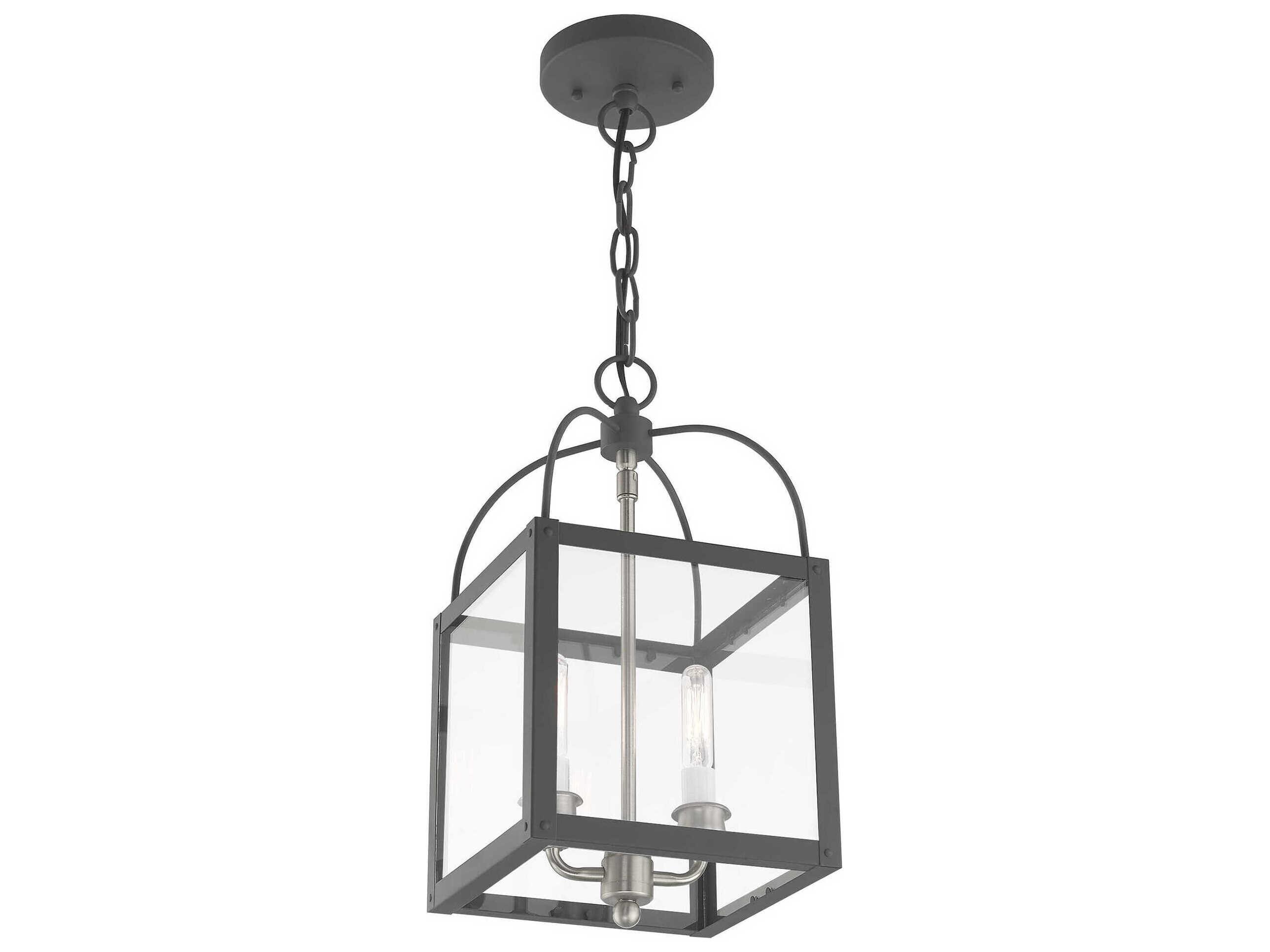 Livex Lighting Milford 2-Light Scandinavian Gray Glass Mini Pendant