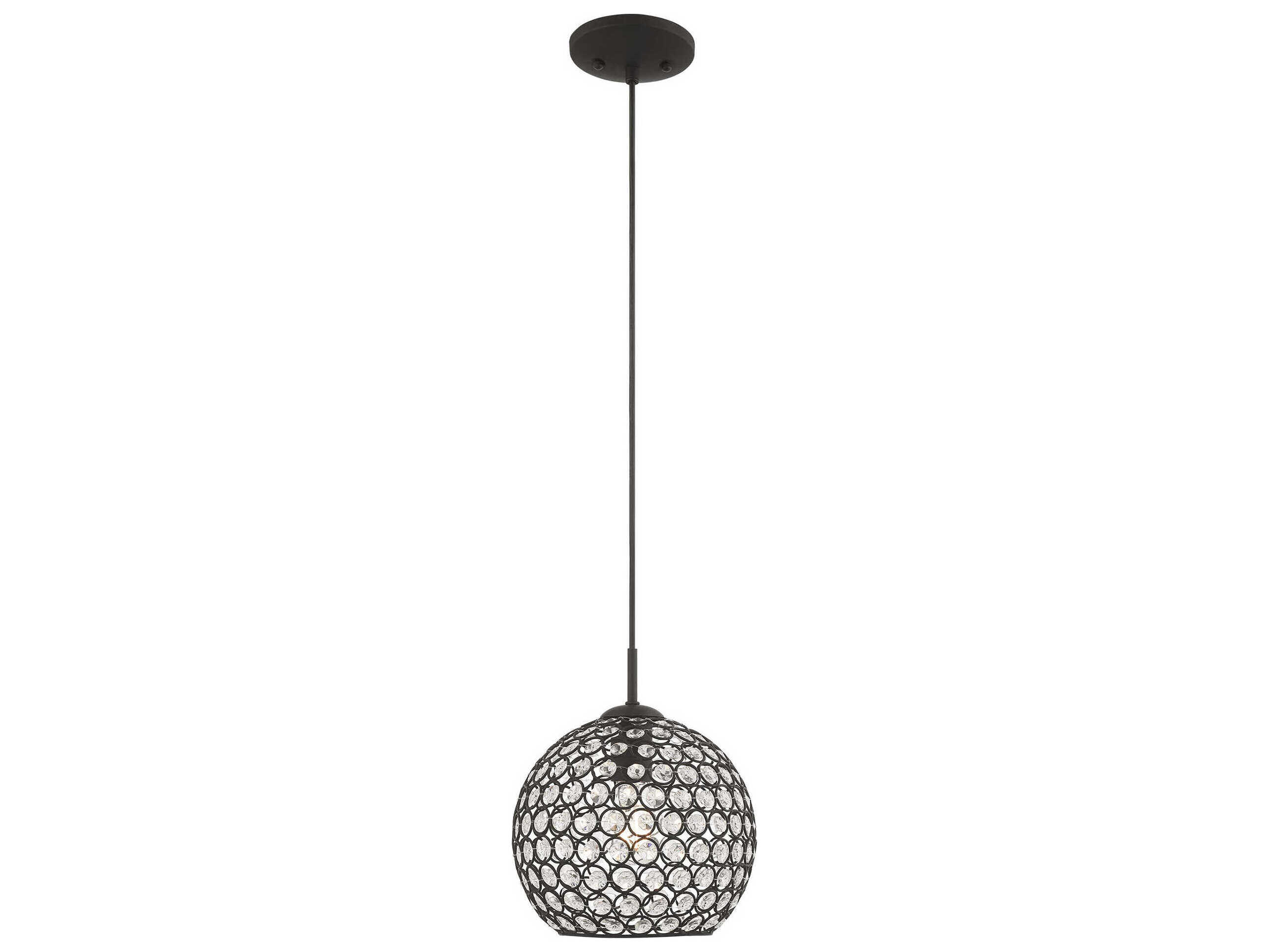 Livex Lighting Cassandra 1-Light Black Clear Crystal Globe Mini Pendant