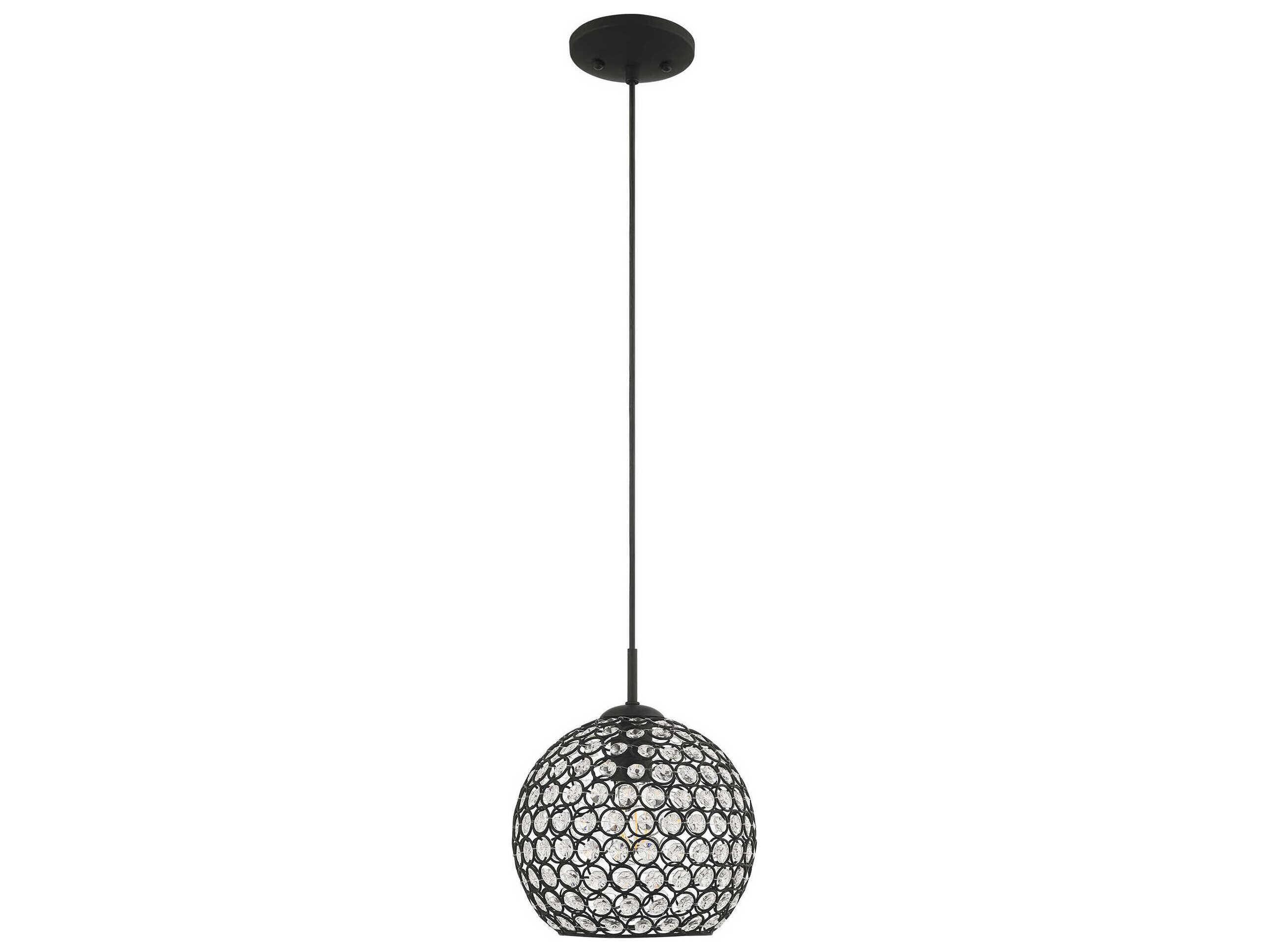 Livex Lighting Cassandra 1-Light Black Clear Crystal Globe Mini Pendant