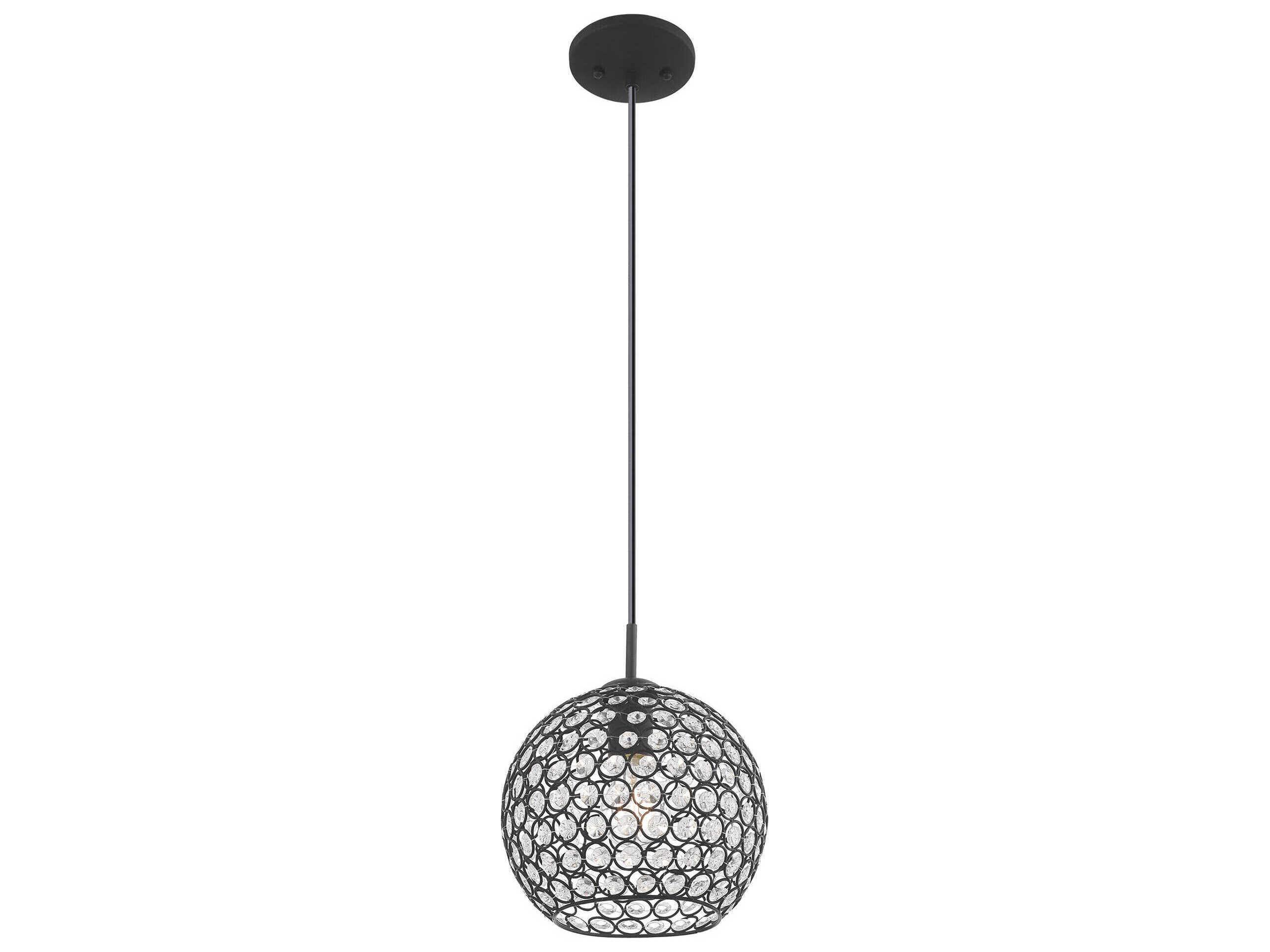 Livex Lighting Cassandra 1-Light Black Clear Crystal Globe Mini Pendant
