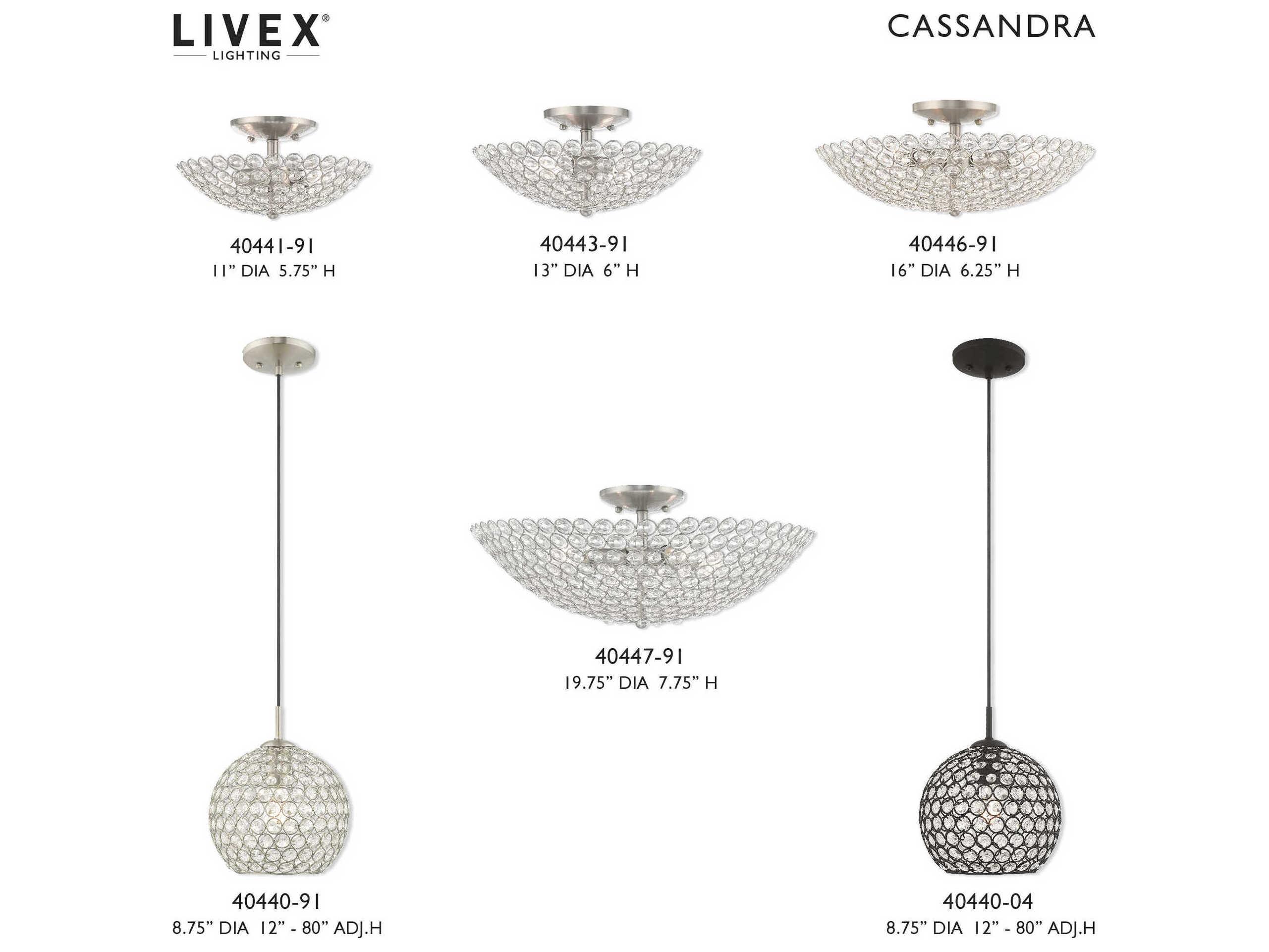 Livex Lighting Cassandra 1-Light Black Clear Crystal Globe Mini Pendant