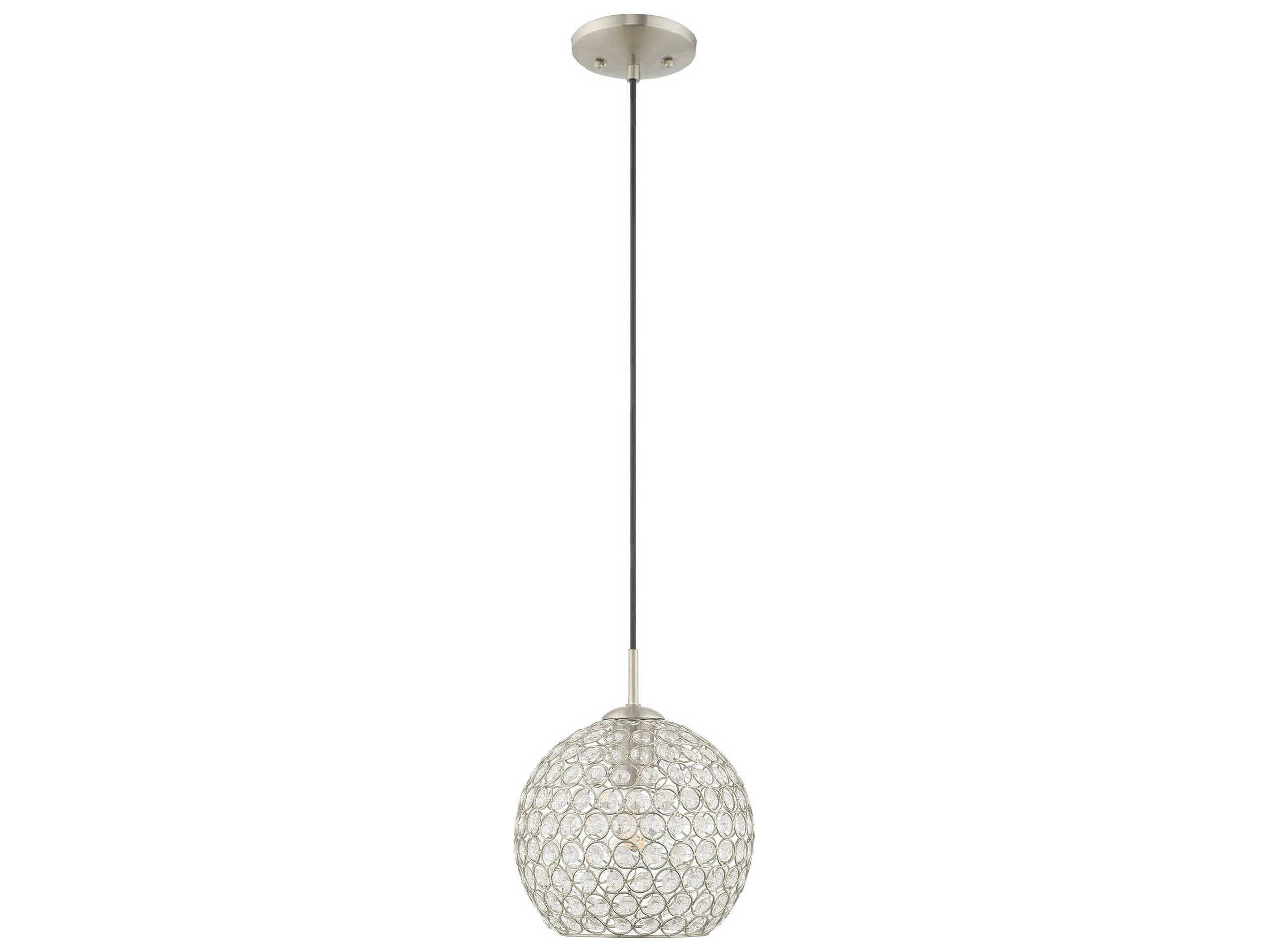 Livex Lighting Cassandra 1-Light Brushed Nickel Clear Crystal Globe Mini Pendant