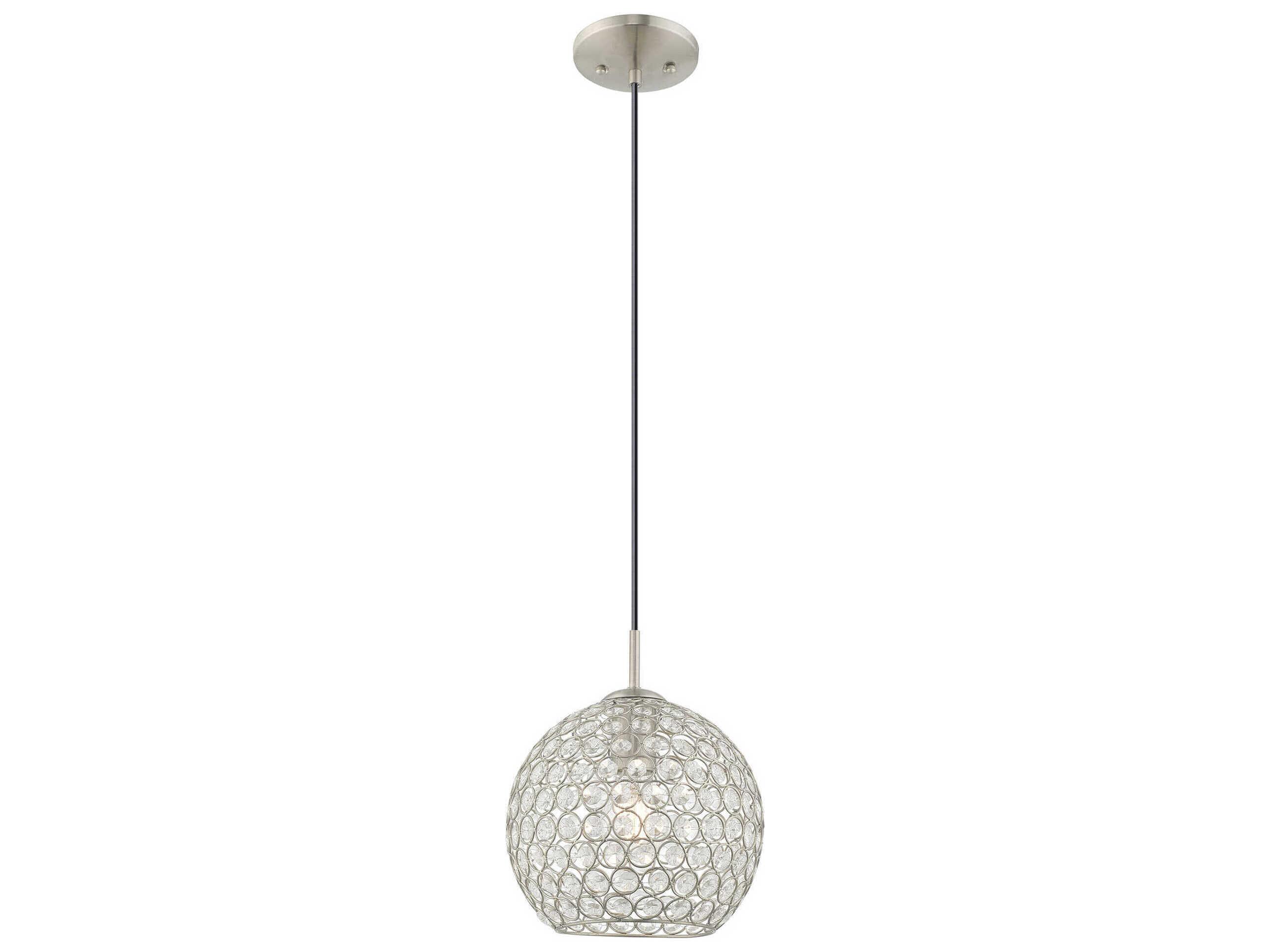 Livex Lighting Cassandra 1-Light Brushed Nickel Clear Crystal Globe Mini Pendant