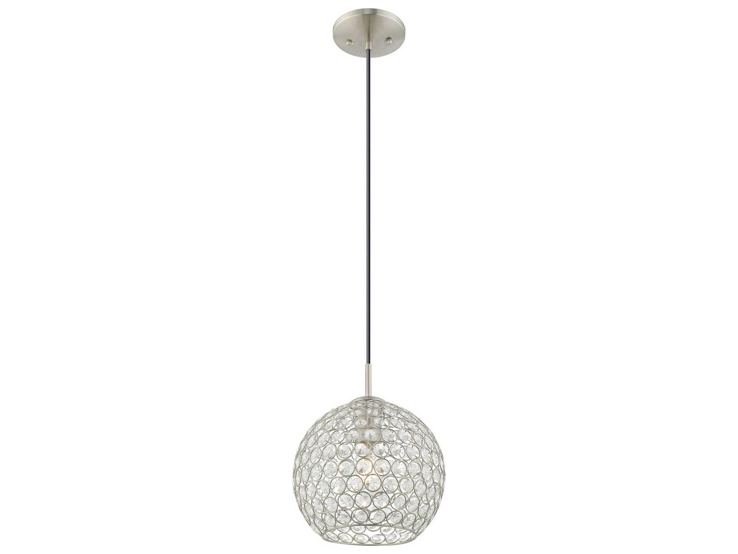 Livex Lighting Cassandra 1-Light Brushed Nickel Clear Crystal Globe Mini Pendant