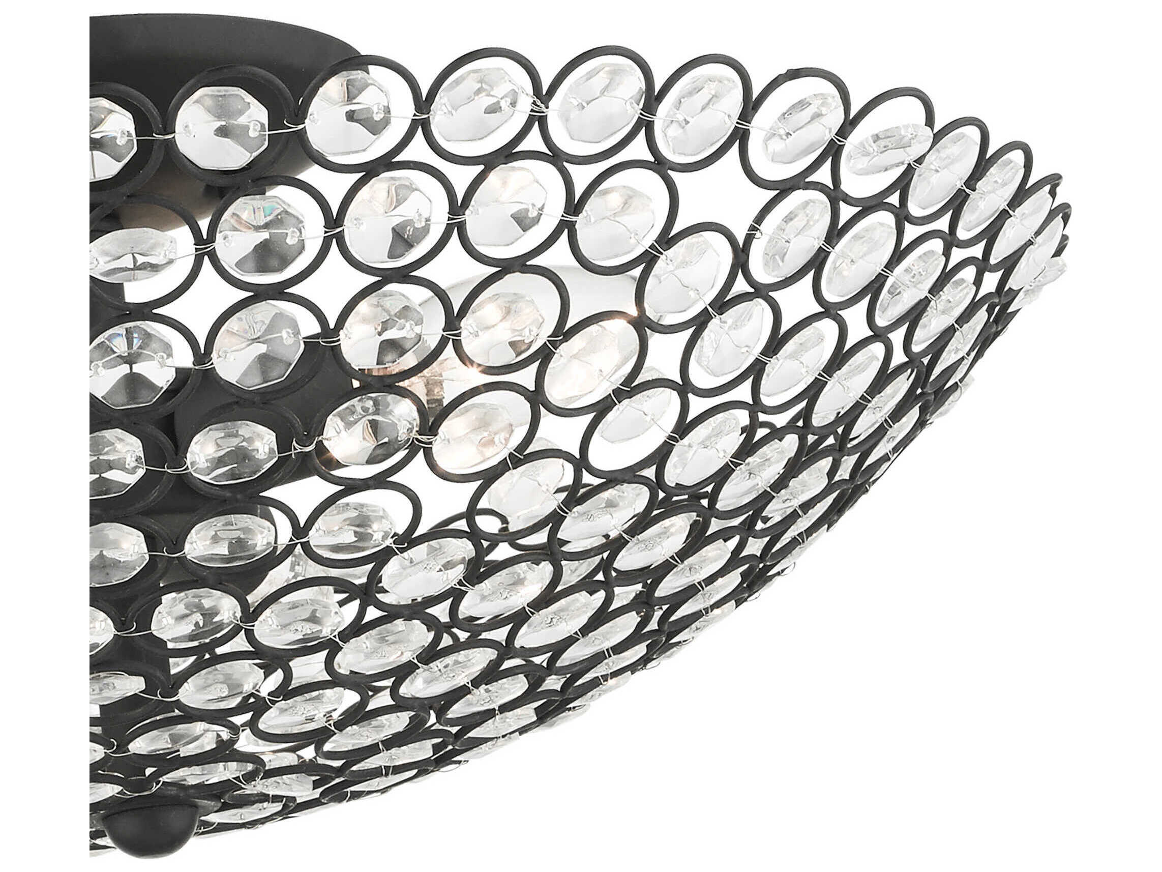 Livex Lighting Cassandra 3-Light Black Crystal Bowl Semi Flush Mount