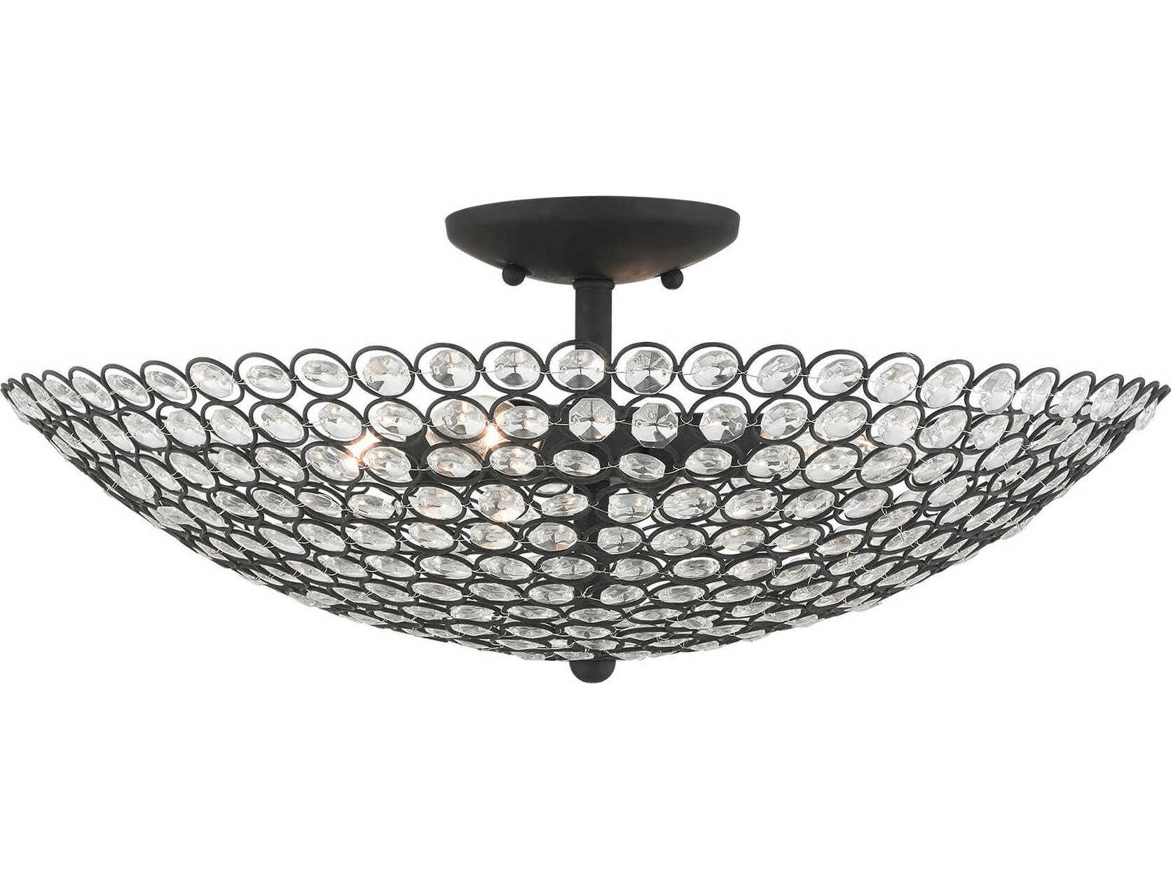 Livex Lighting Cassandra 4-Light Black Crystal Bowl Semi Flush Mount
