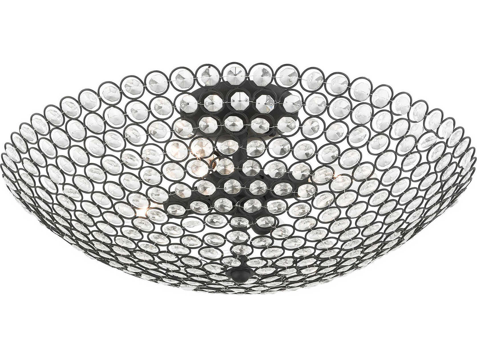 Livex Lighting Cassandra 4-Light Black Crystal Bowl Semi Flush Mount