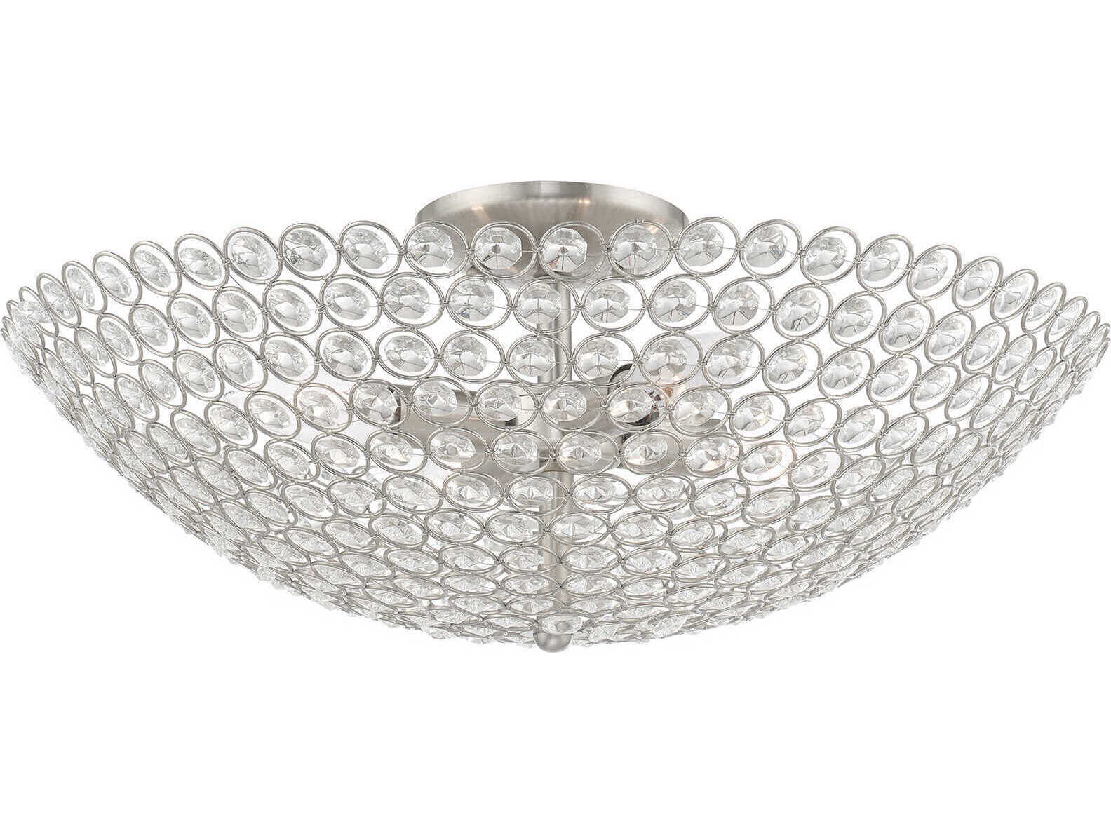 Livex Lighting Cassandra 4-Light Brushed Nickel Clear Crystal Bowl Semi Flush Mount
