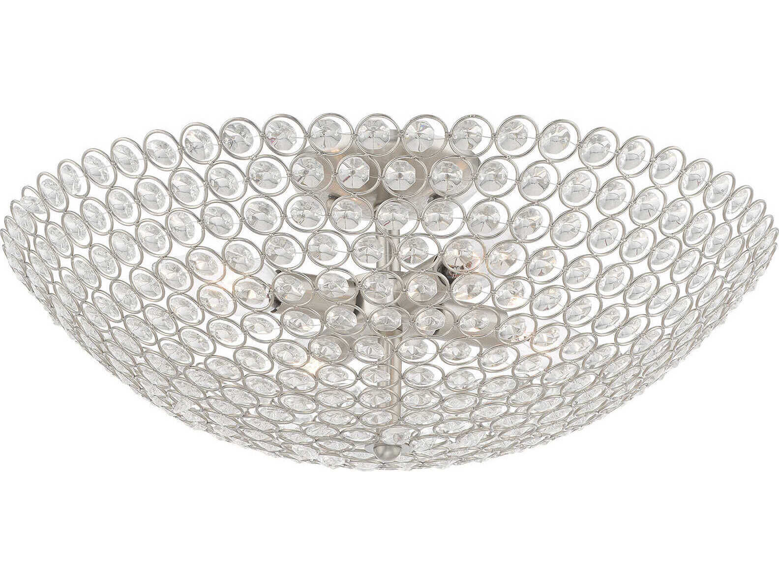Livex Lighting Cassandra 4-Light Brushed Nickel Clear Crystal Bowl Semi Flush Mount