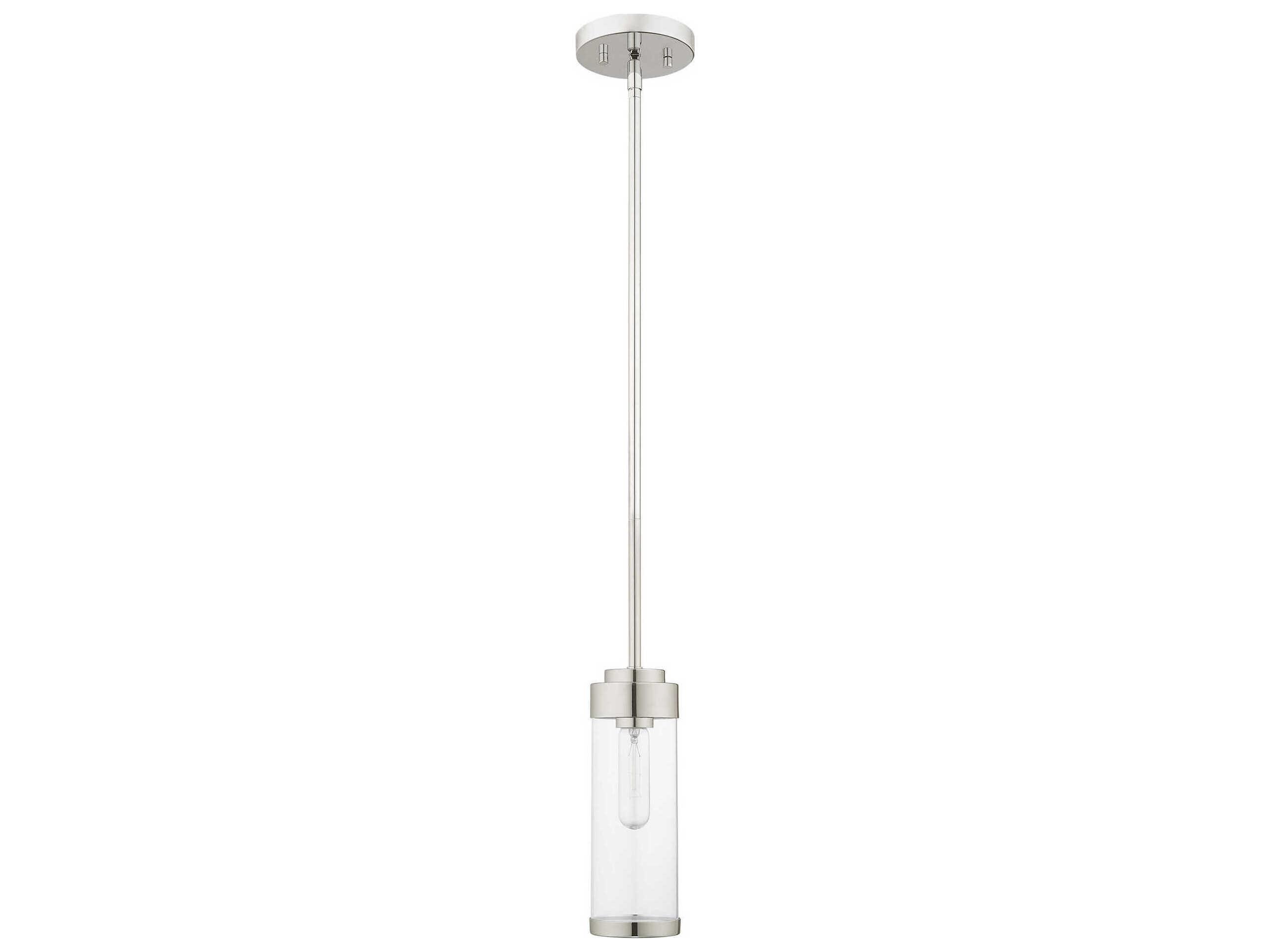 Livex Lighting Hillcrest 1-Light Polished Chrome Clear Glass Cylinder Mini Pendant