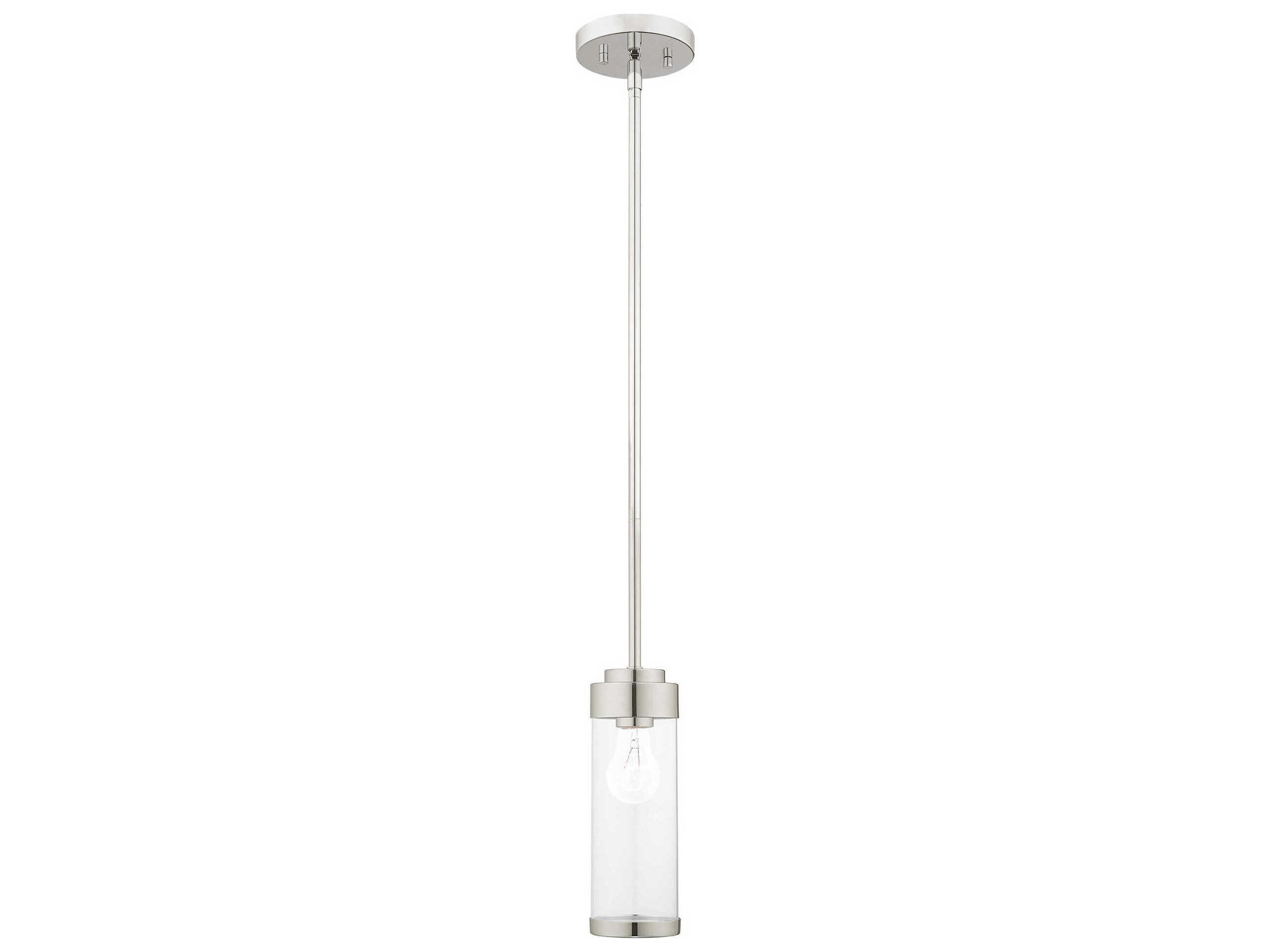 Livex Lighting Hillcrest 1-Light Polished Chrome Clear Glass Cylinder Mini Pendant