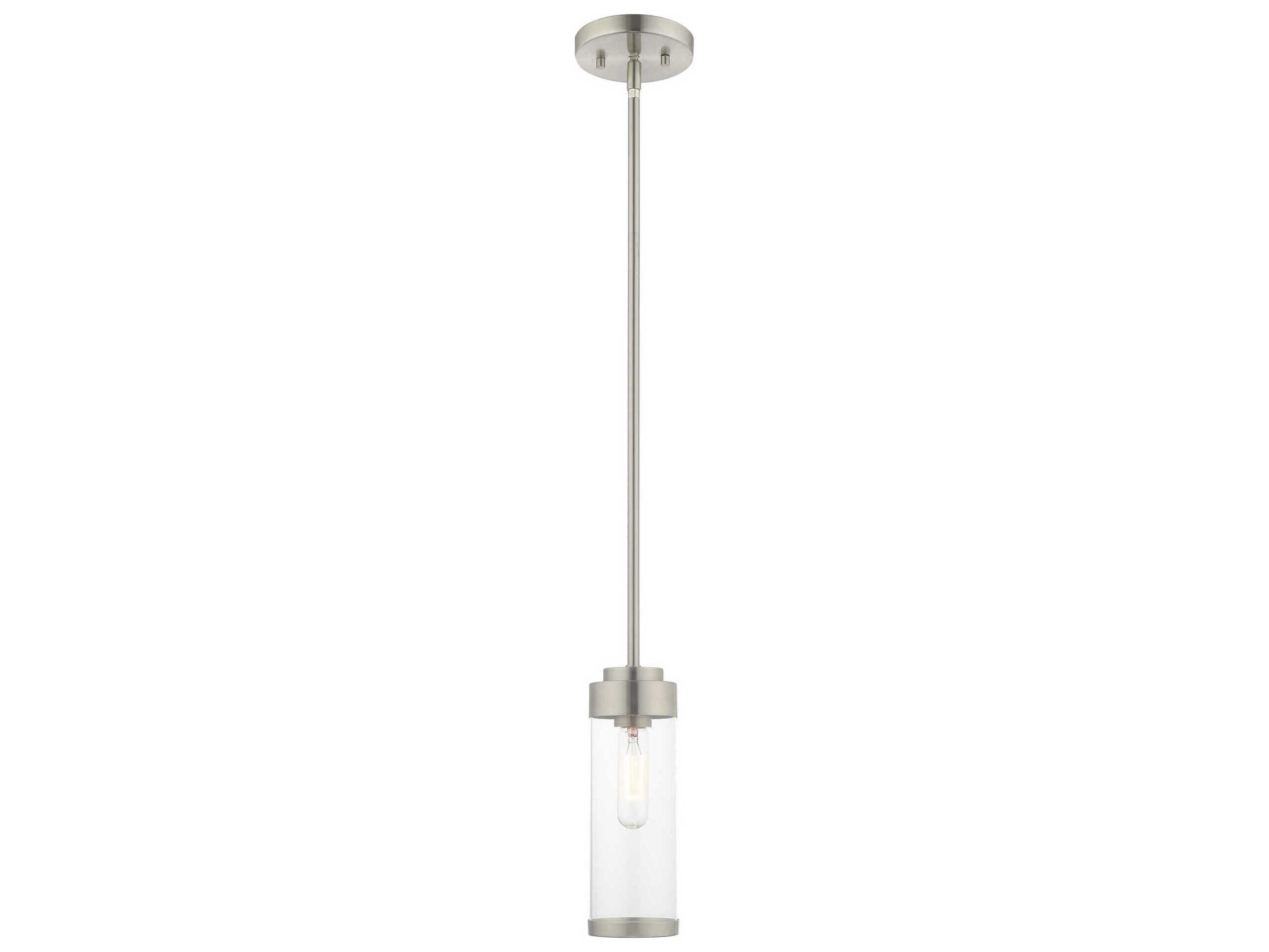 Livex Lighting Hillcrest 1-Light Brushed Nickel Glass Mini Pendant