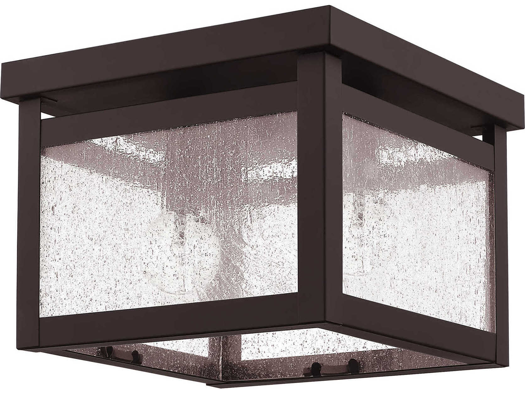 Livex Lighting Milford 2-Light Bronze Glass Flush Mount