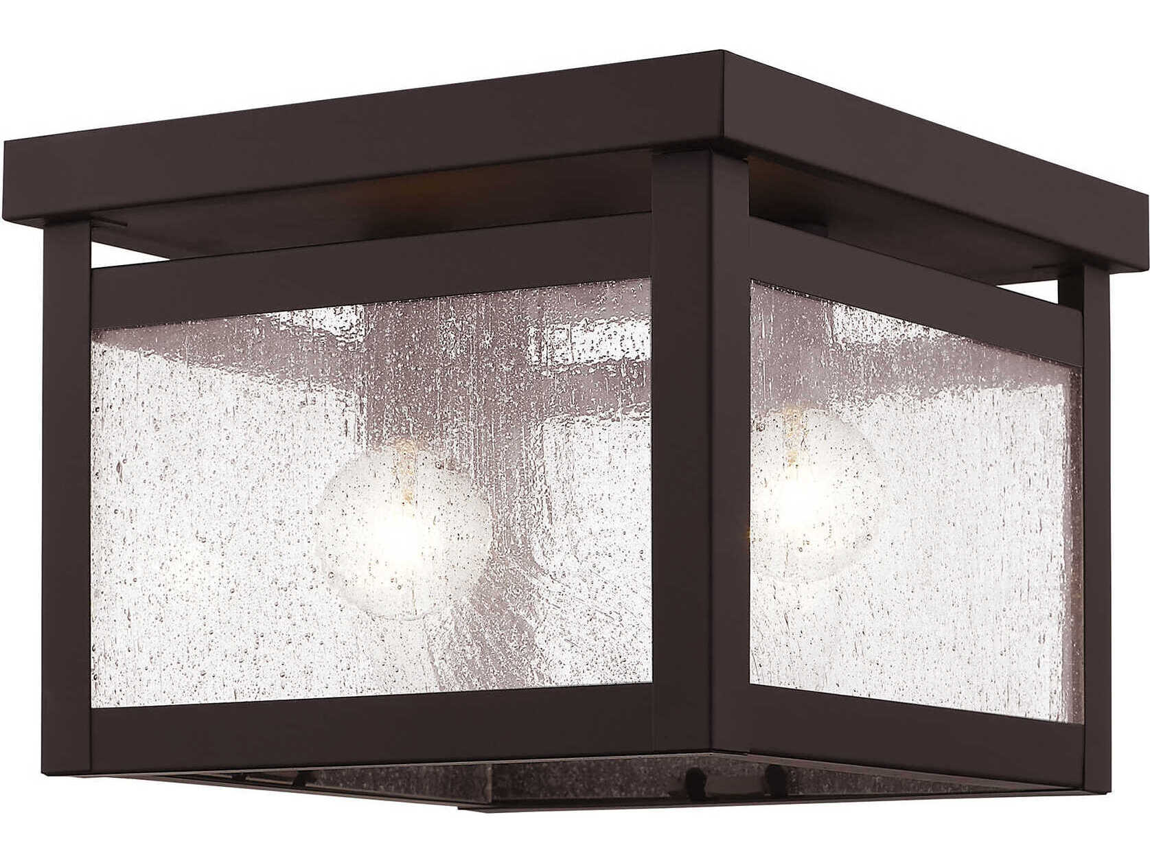 Livex Lighting Milford 2-Light Bronze Glass Flush Mount