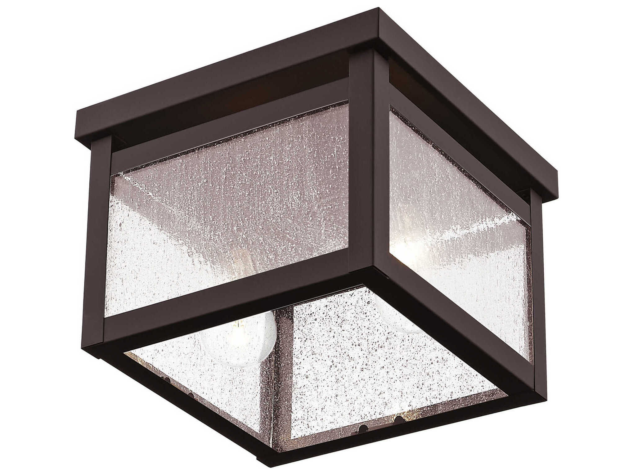 Livex Lighting Milford 2-Light Bronze Glass Flush Mount
