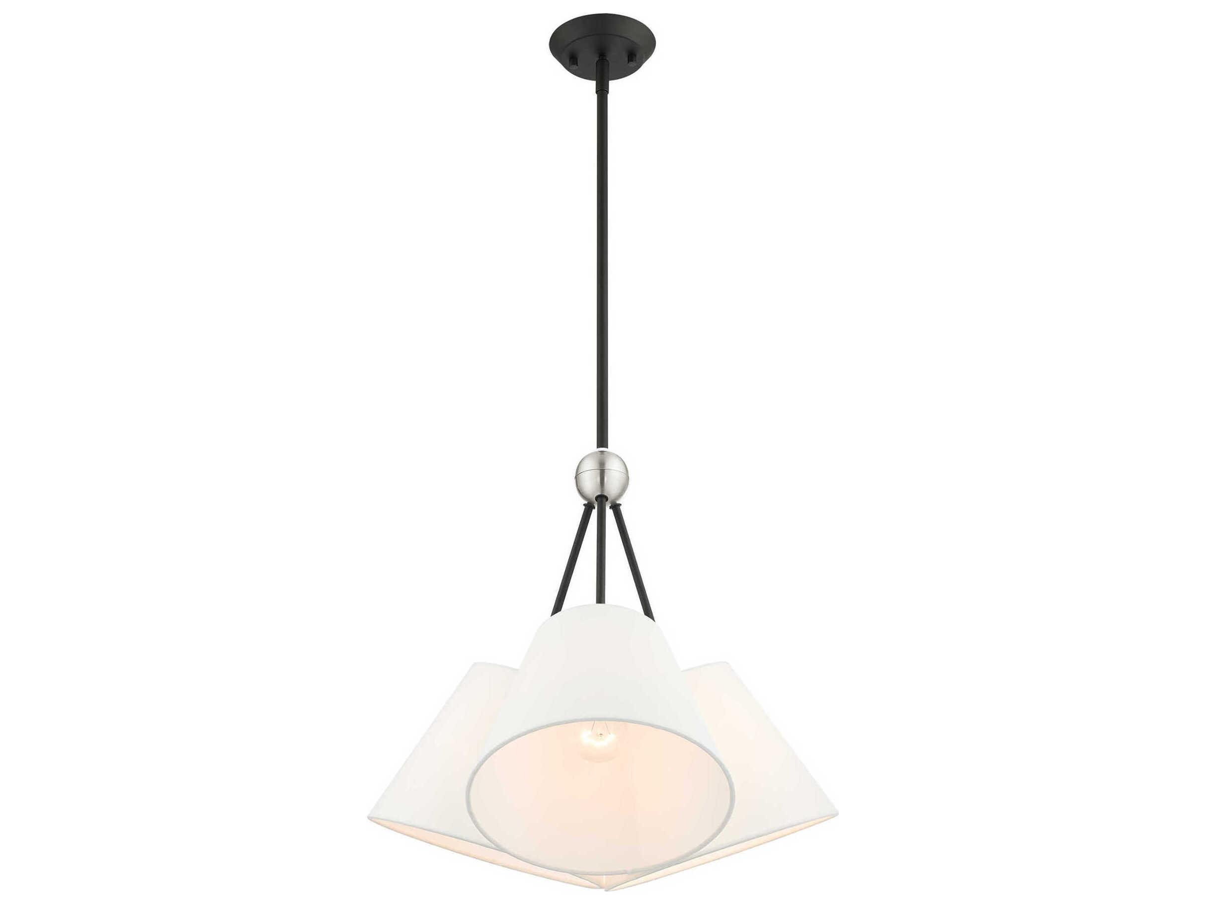 Livex Lighting Prato 3-Light Black White Empire Geometric Pendant
