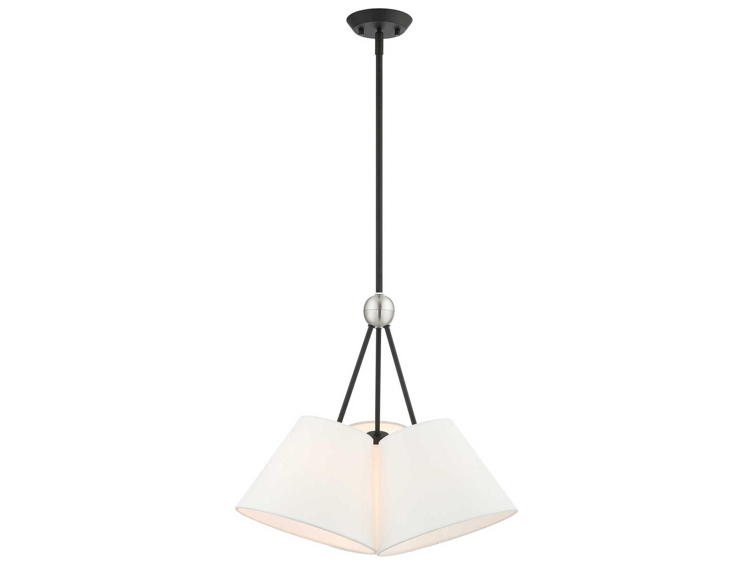 Livex Lighting Prato 3-Light Black White Empire Geometric Pendant