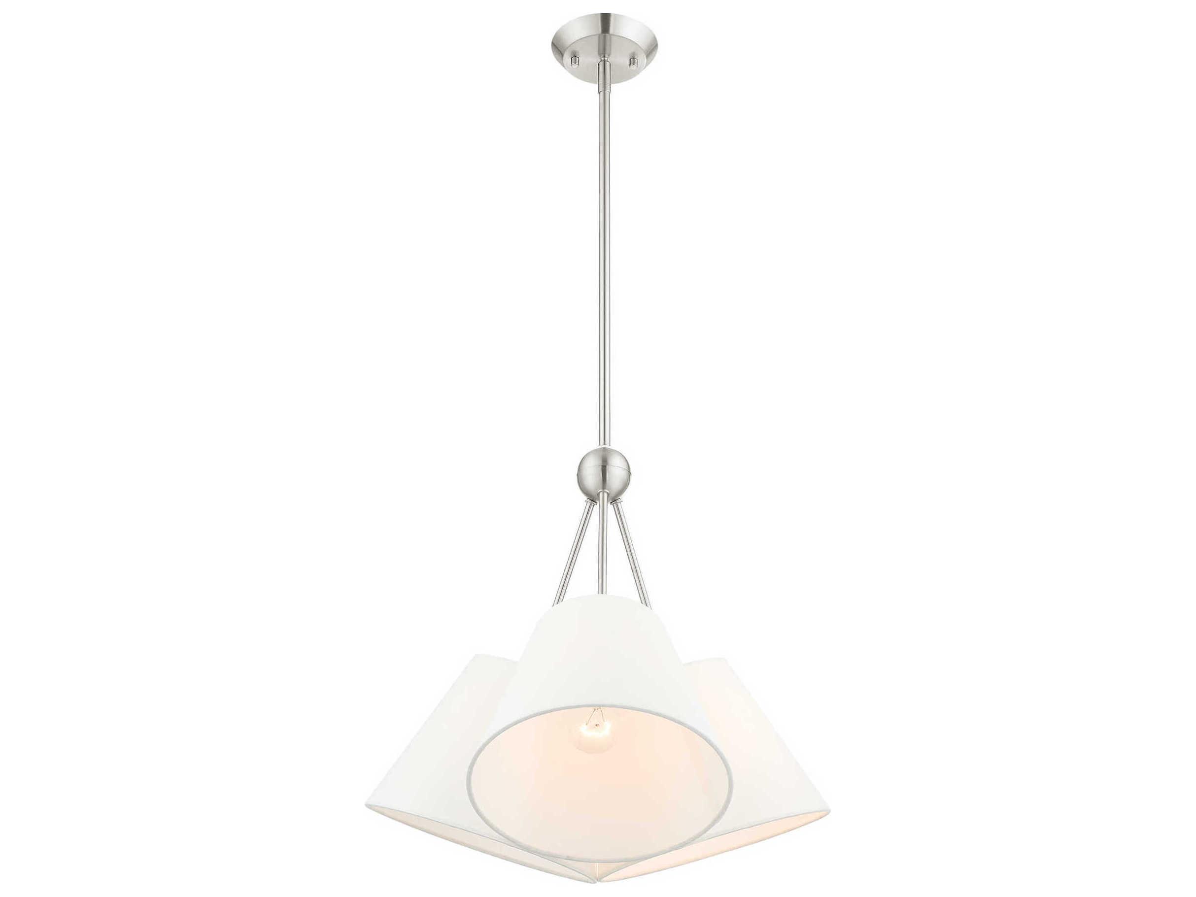 Livex Lighting Prato 3-Light Brushed Nickel White Empire Geometric Pendant