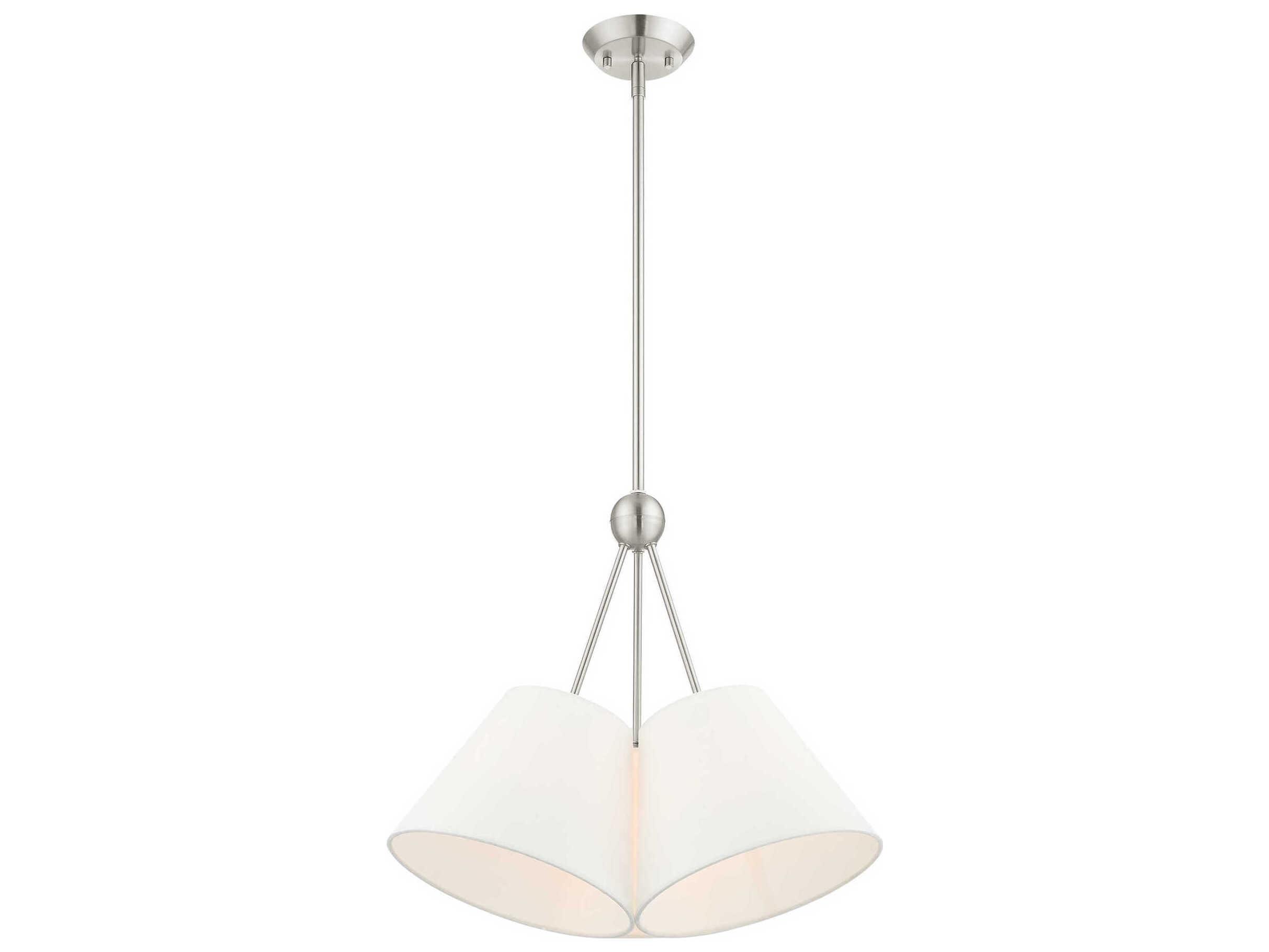 Livex Lighting Prato 3-Light Brushed Nickel White Empire Geometric Pendant