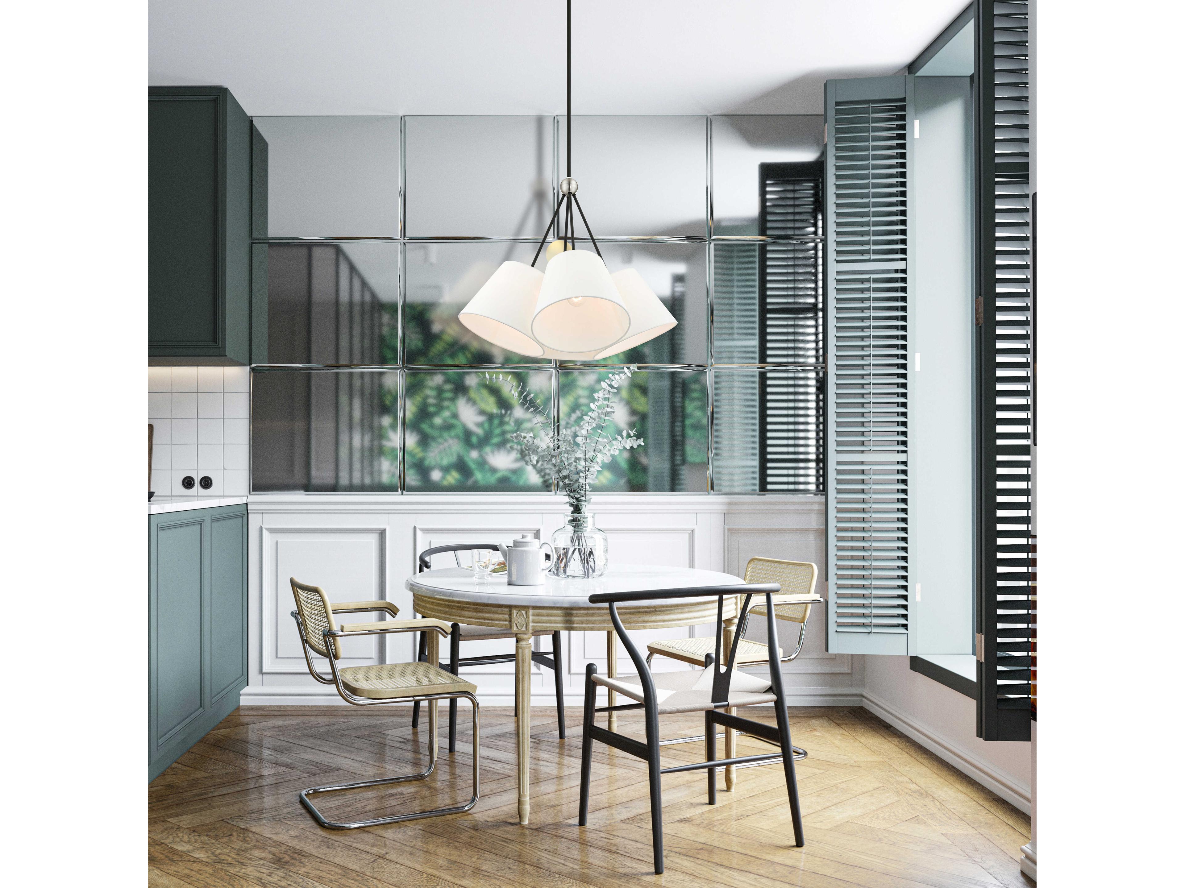 Livex Lighting Prato 4-Light Black White Empire Geometric Pendant