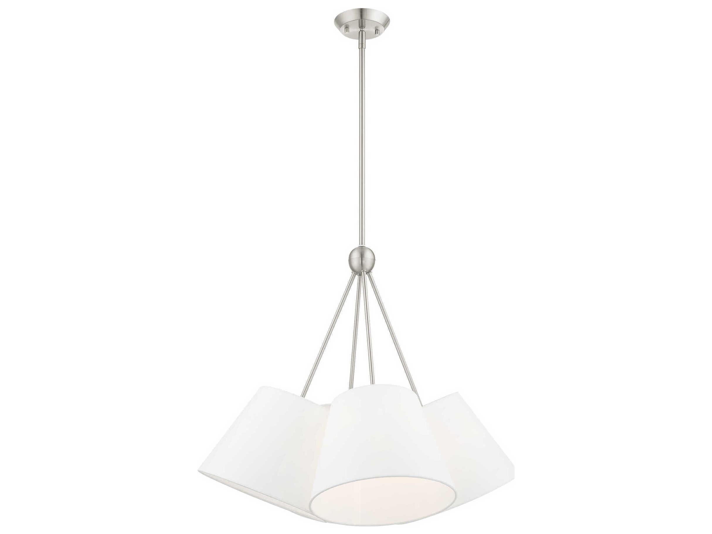 Livex Lighting Prato 4-Light Brushed Nickel White Empire Geometric Pendant