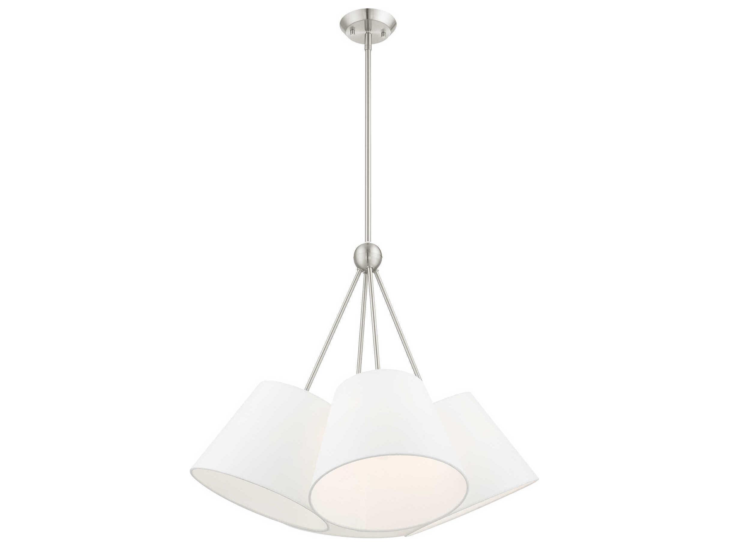 Livex Lighting Prato 4-Light Brushed Nickel White Empire Geometric Pendant