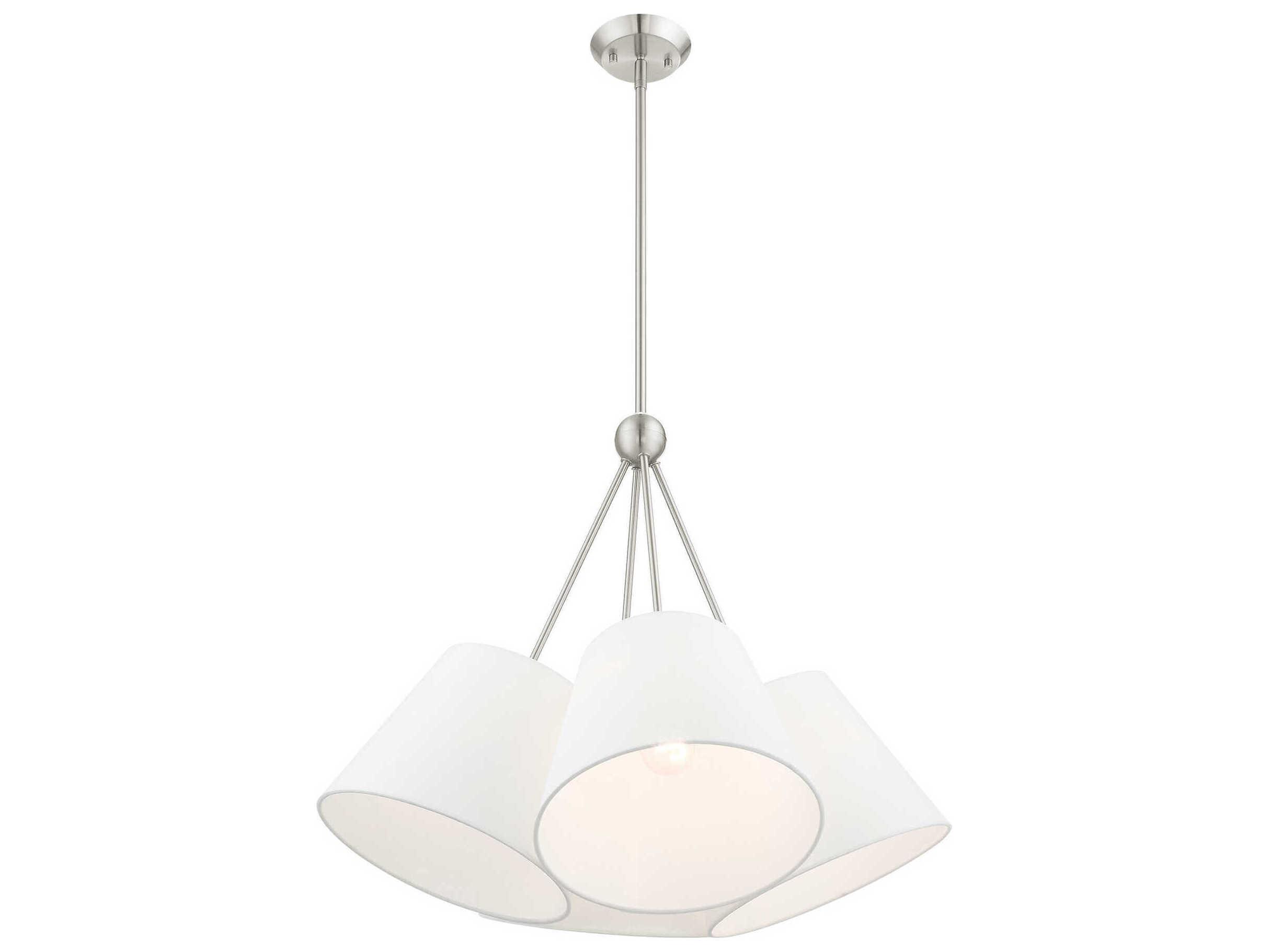 Livex Lighting Prato 4-Light Brushed Nickel White Empire Geometric Pendant