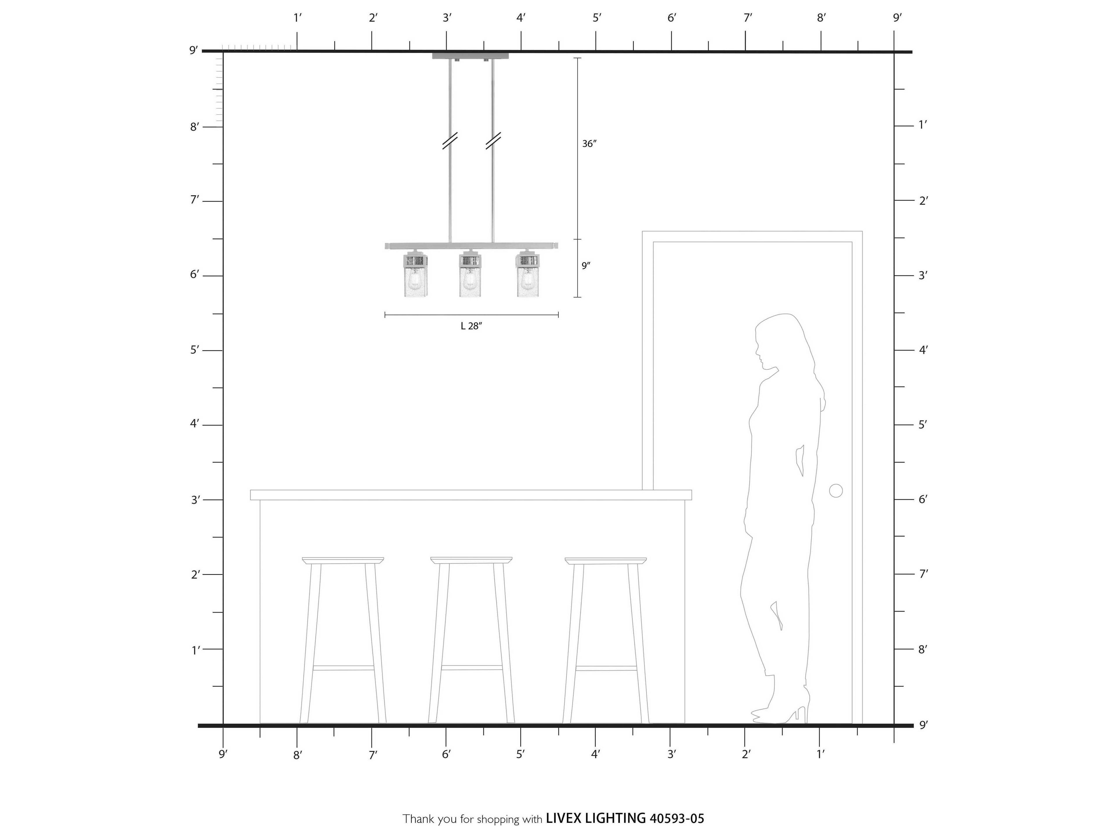 Livex Lighting Harding 3-Light Polished Chrome Glass Island Pendant