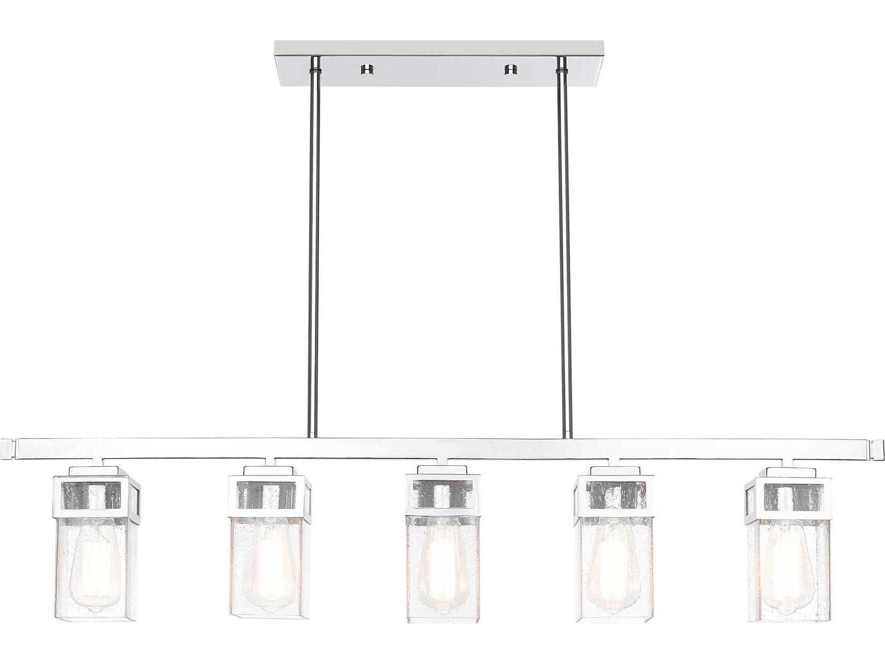 Livex Lighting Harding 5-Light Polished Chrome Glass Island Pendant