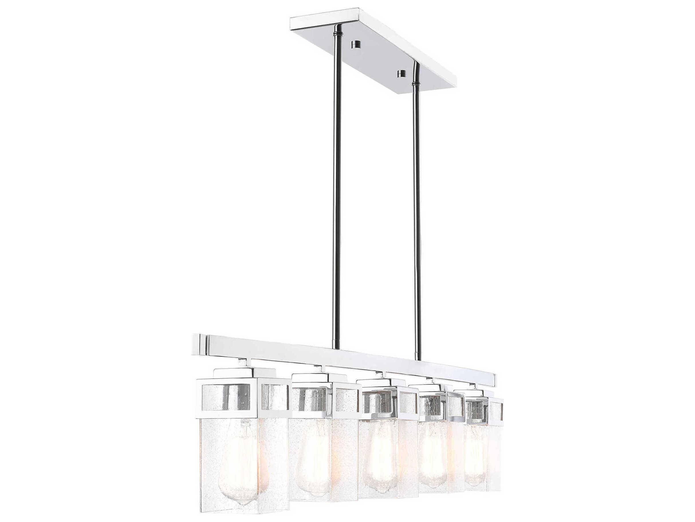 Livex Lighting Harding 5-Light Polished Chrome Glass Island Pendant