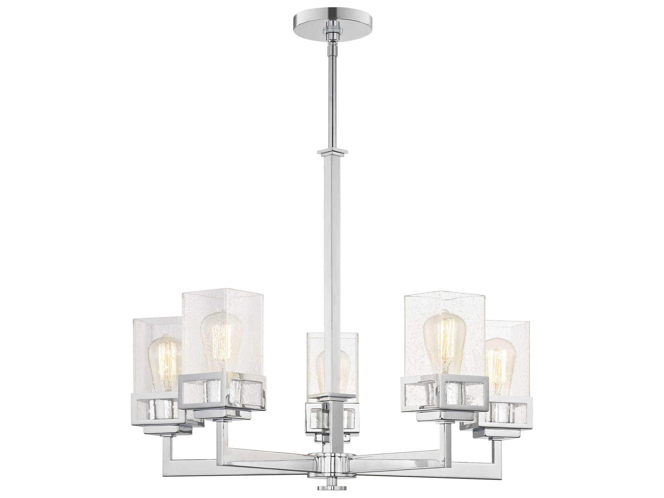 Livex Lighting Harding 5-Light Polished Chrome Glass Cylinder Chandelier