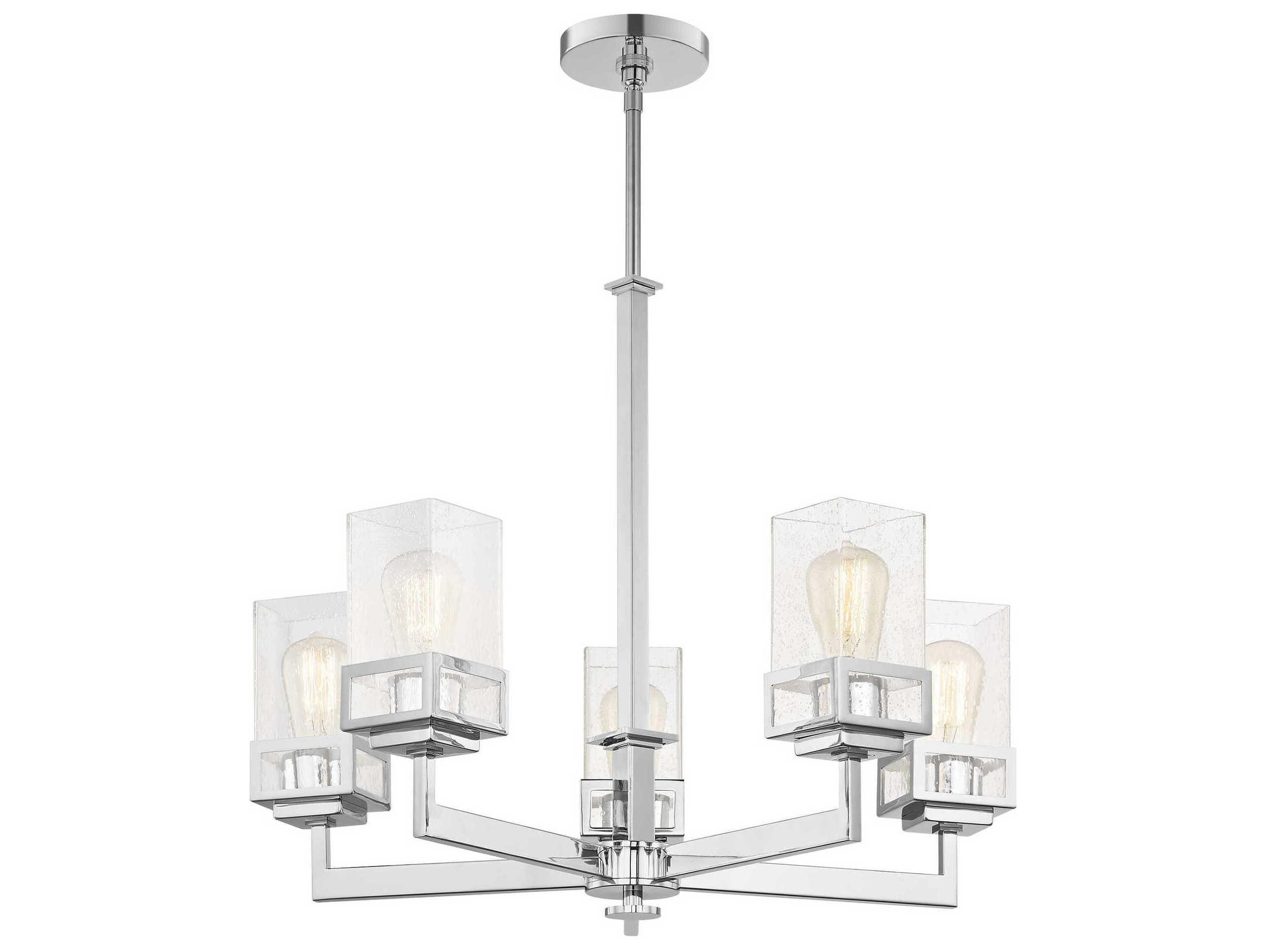 Livex Lighting Harding 5-Light Polished Chrome Glass Cylinder Chandelier