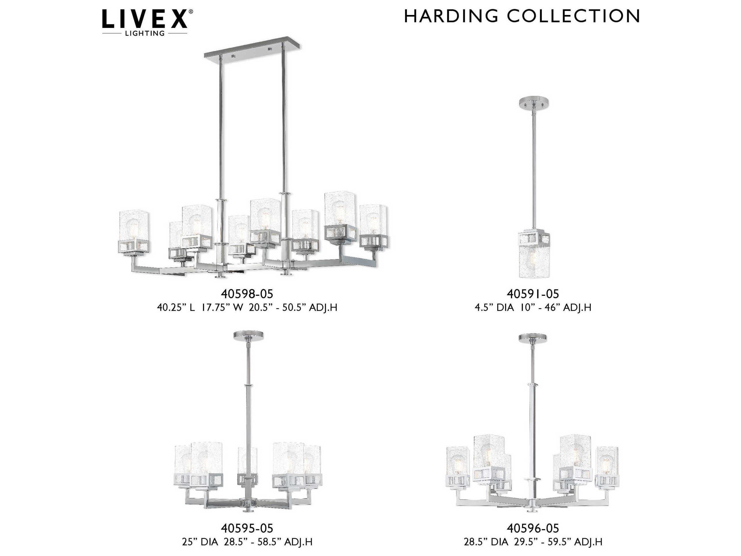 Livex Lighting Harding 5-Light Polished Chrome Glass Cylinder Chandelier