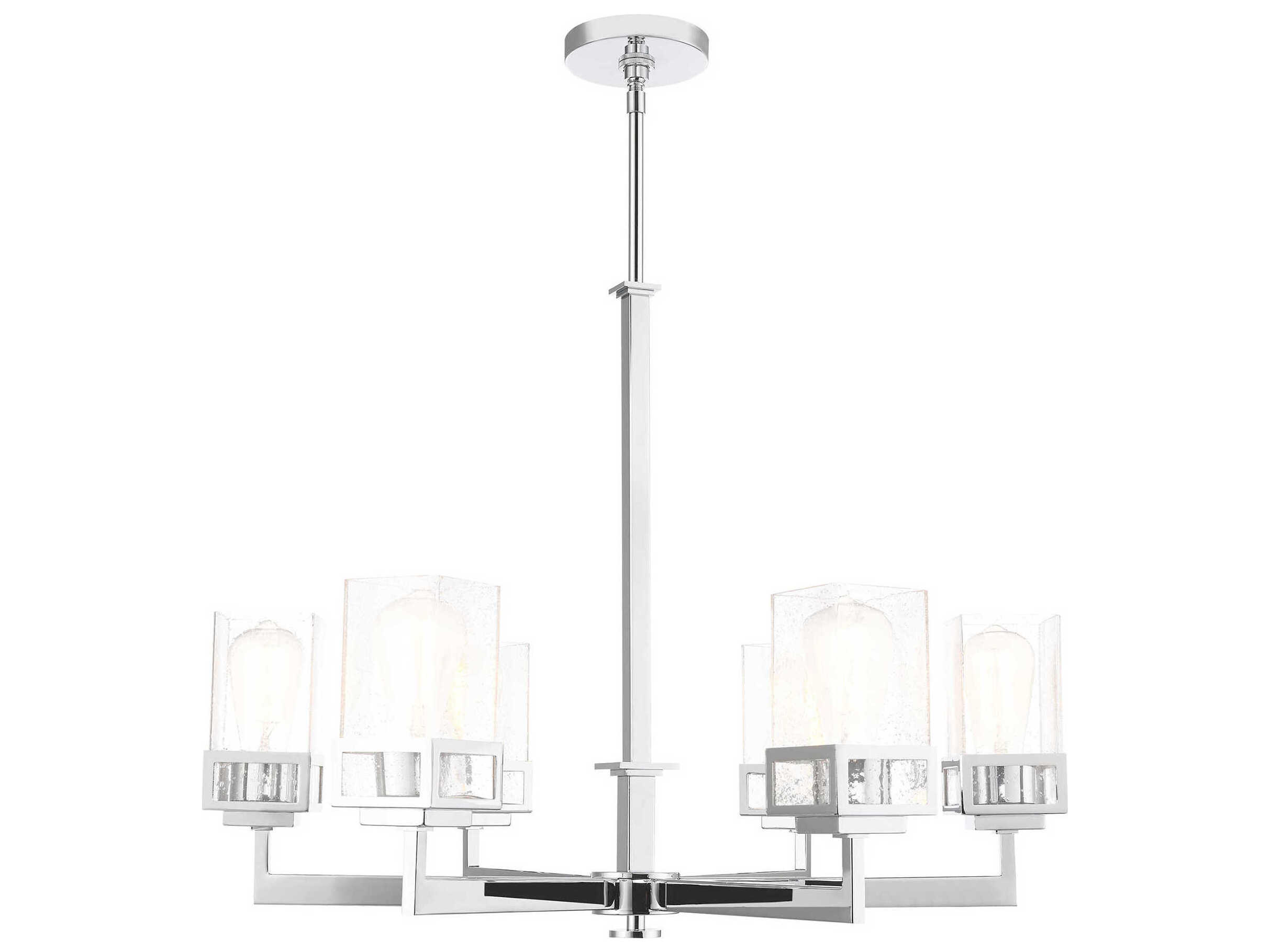 Livex Lighting Harding 6-Light Polished Chrome Glass Cylinder Chandelier