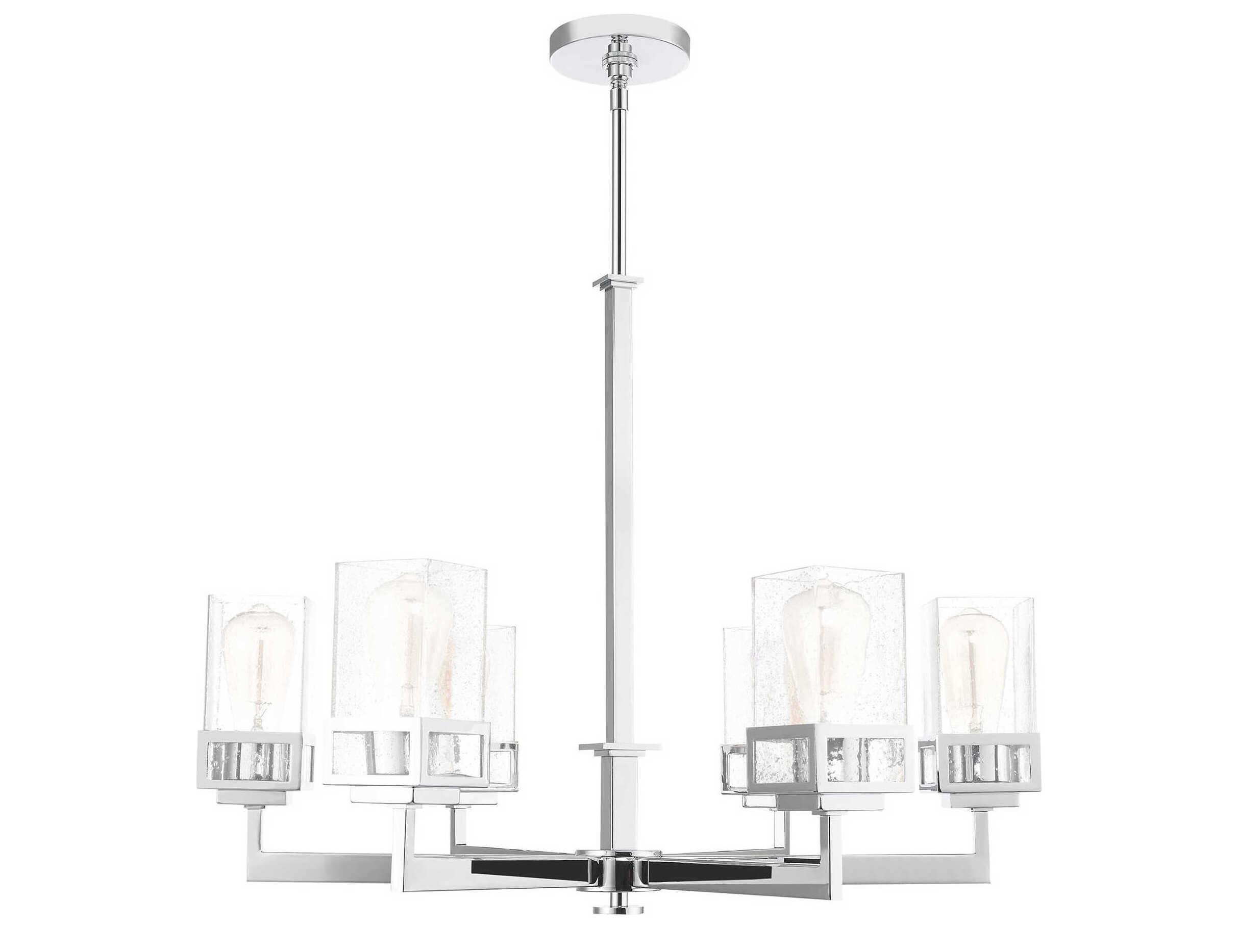 Livex Lighting Harding 6-Light Polished Chrome Glass Cylinder Chandelier