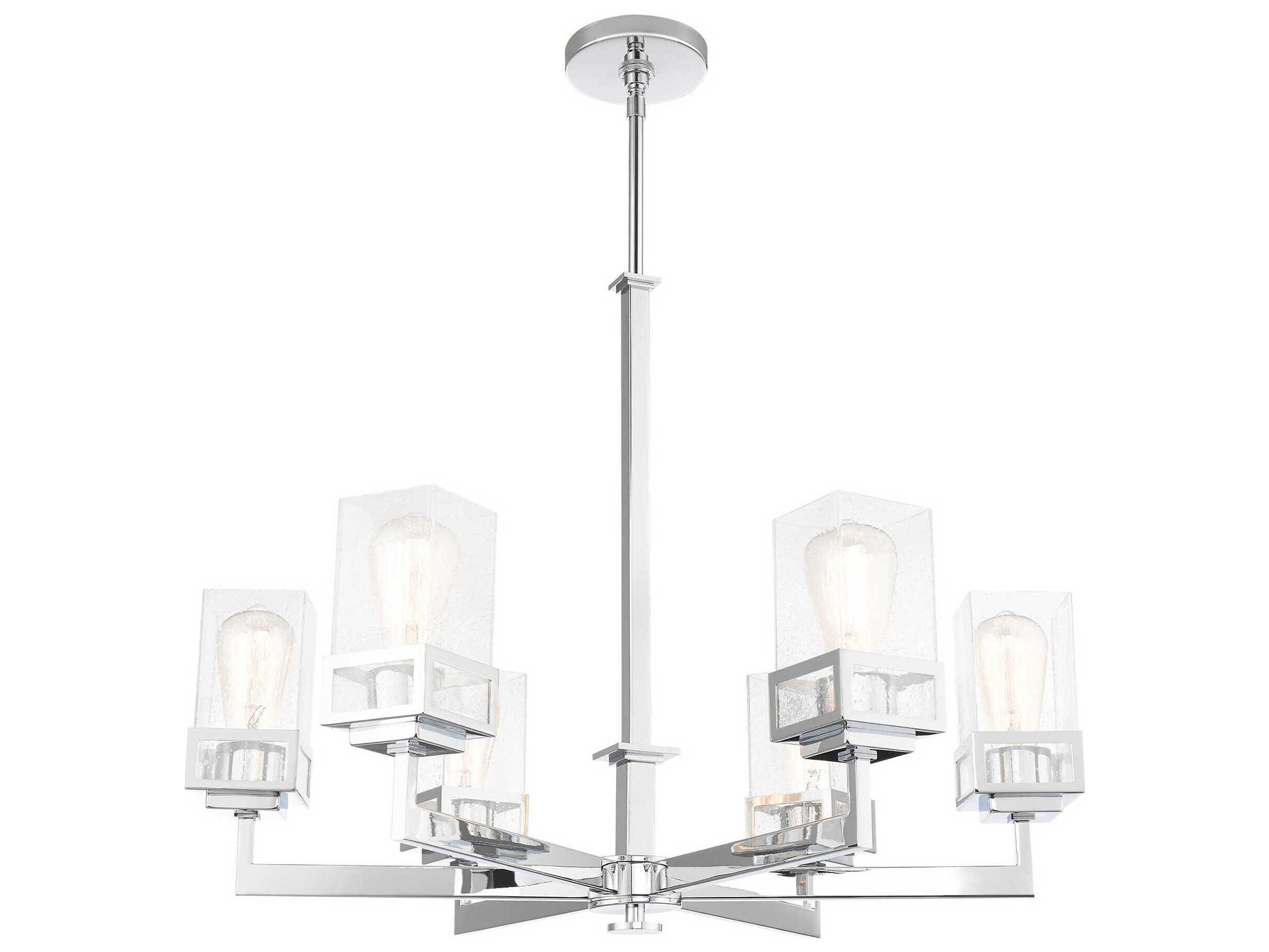 Livex Lighting Harding 6-Light Polished Chrome Glass Cylinder Chandelier