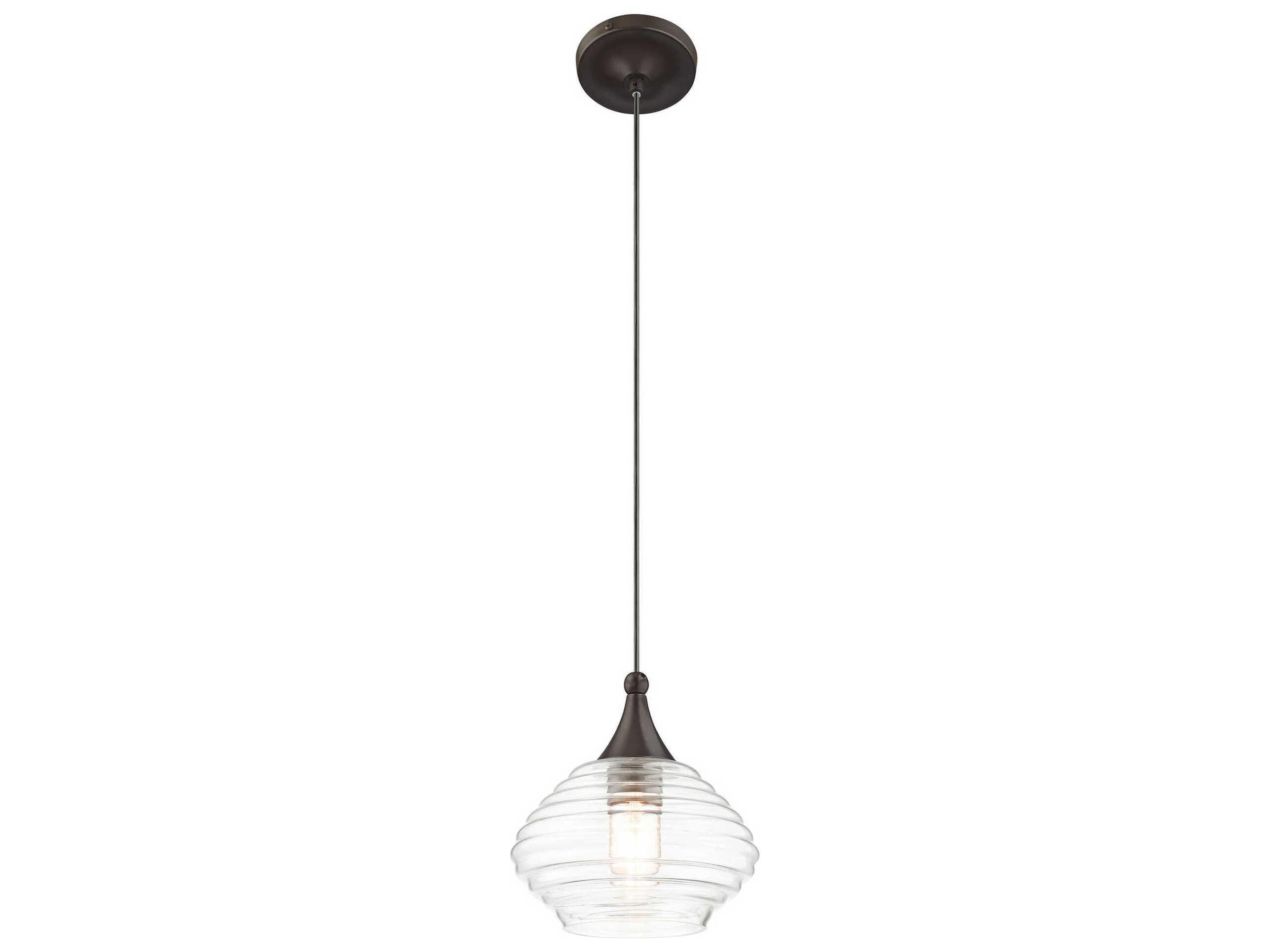 Livex Lighting Art Glass 1-Light English Bronze Clear Mini Pendant