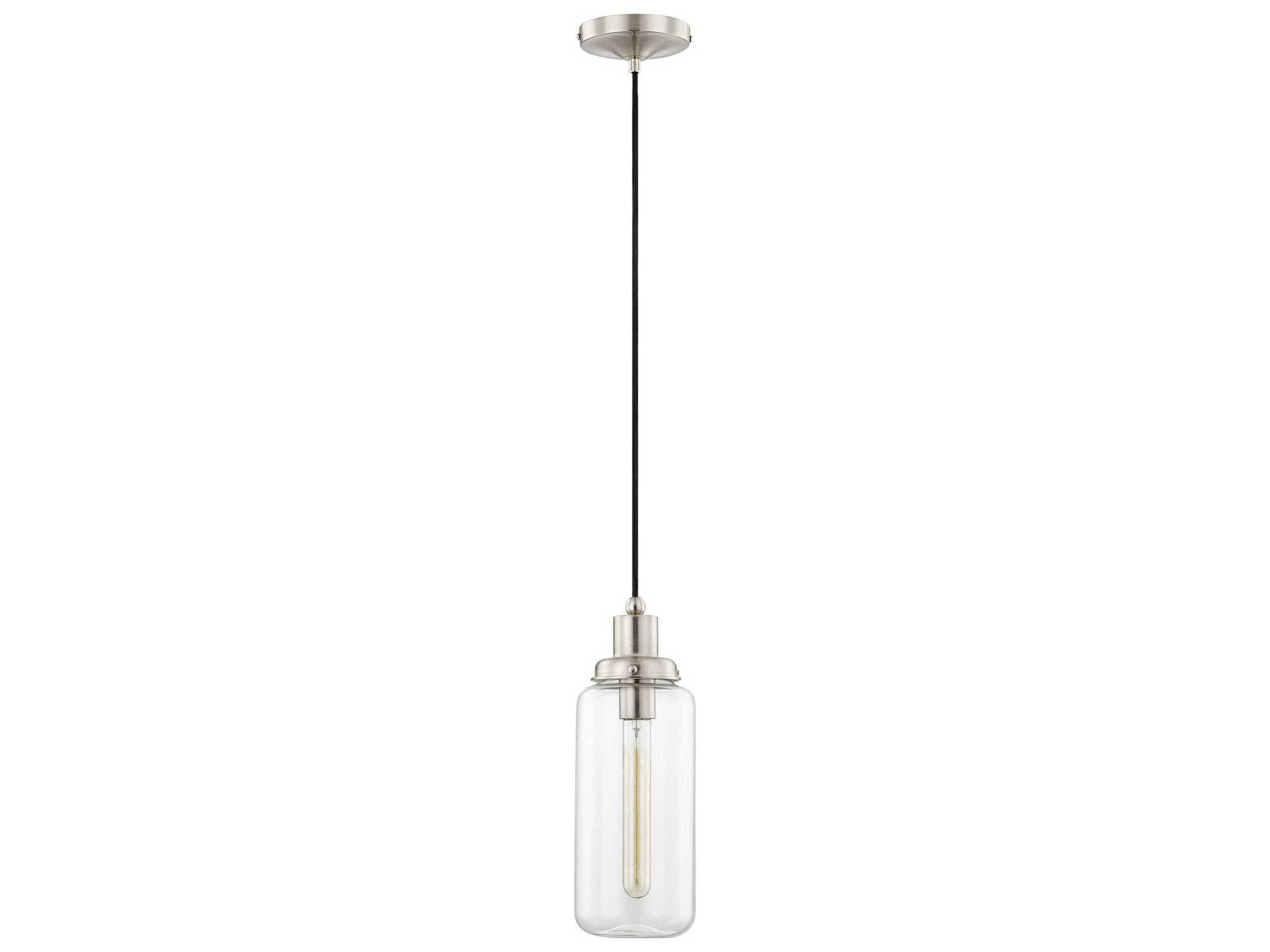Livex Lighting Art Glass 1-Light Brushed Nickel Cylinder Mini Pendant