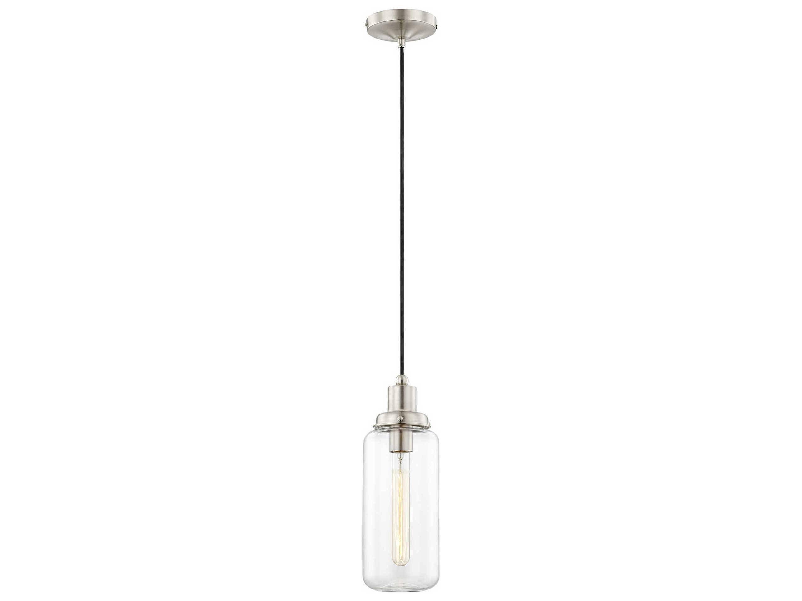 Livex Lighting Art Glass 1-Light Brushed Nickel Cylinder Mini Pendant