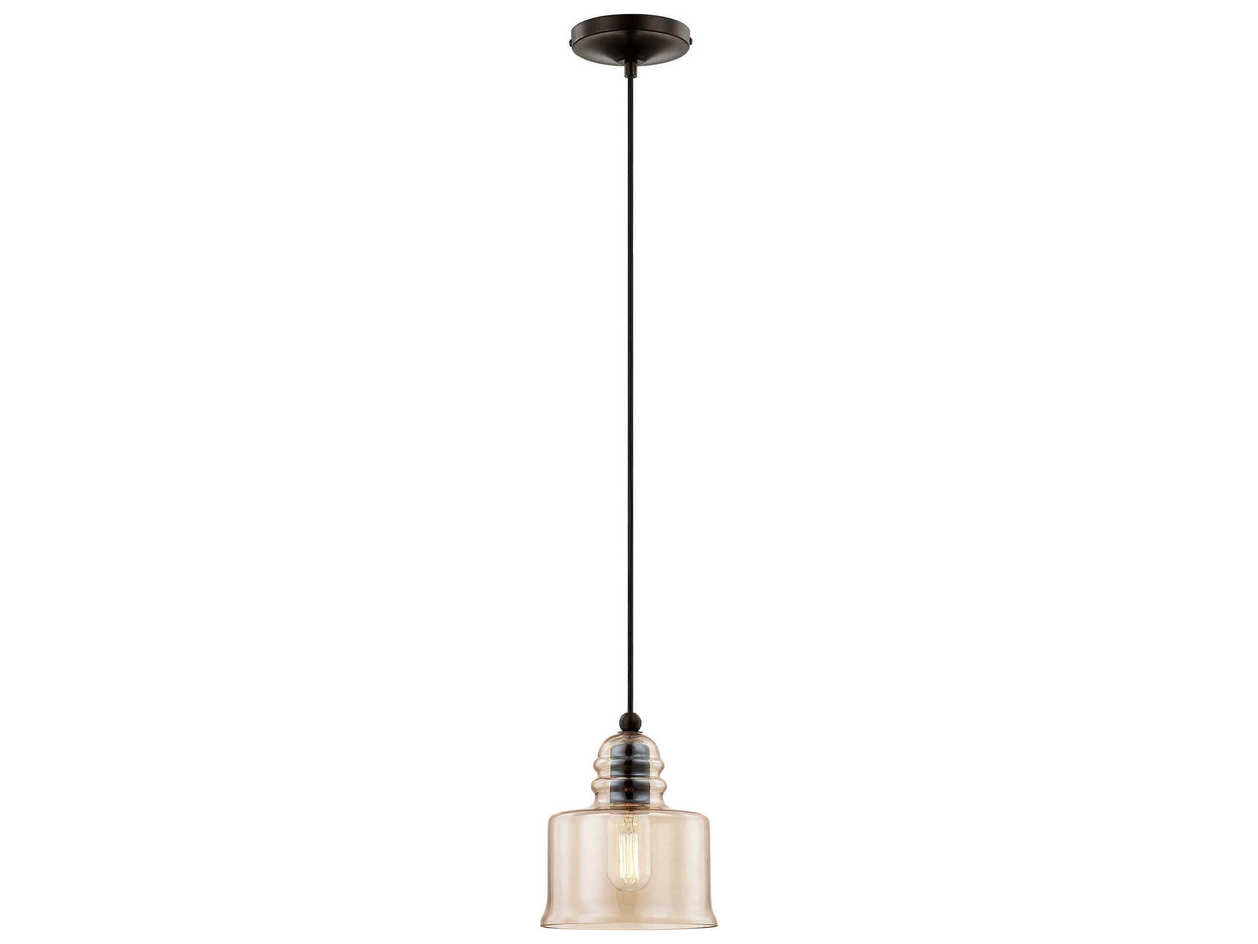 Livex Lighting Art Glass 1-Light English Bronze Clear Drum Mini Pendant