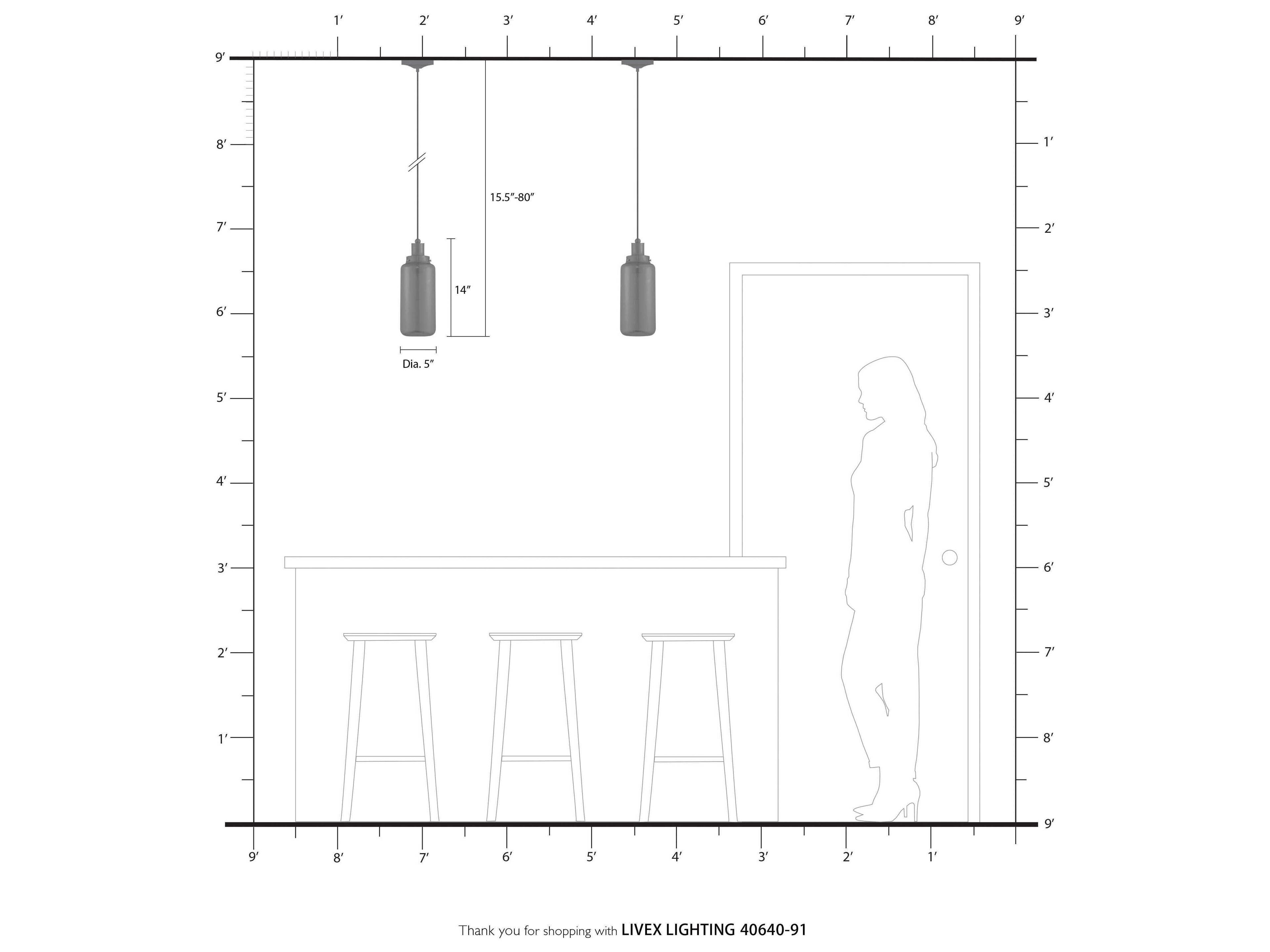 Livex Lighting Art Glass 1-Light Brushed Nickel Gray Cylinder Mini Pendant