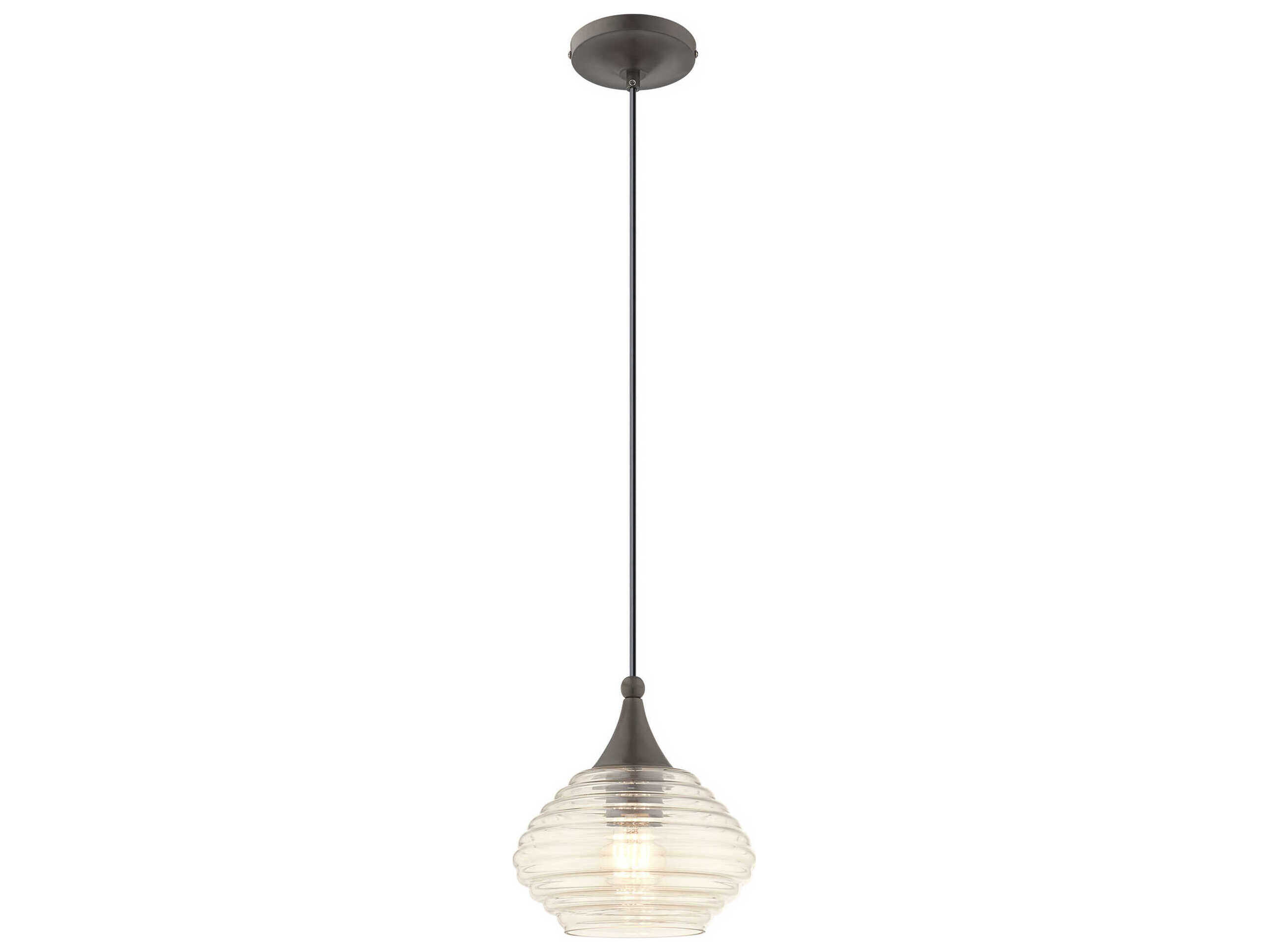 Livex Lighting Art Glass 1-Light English Bronze Clear Mini Pendant