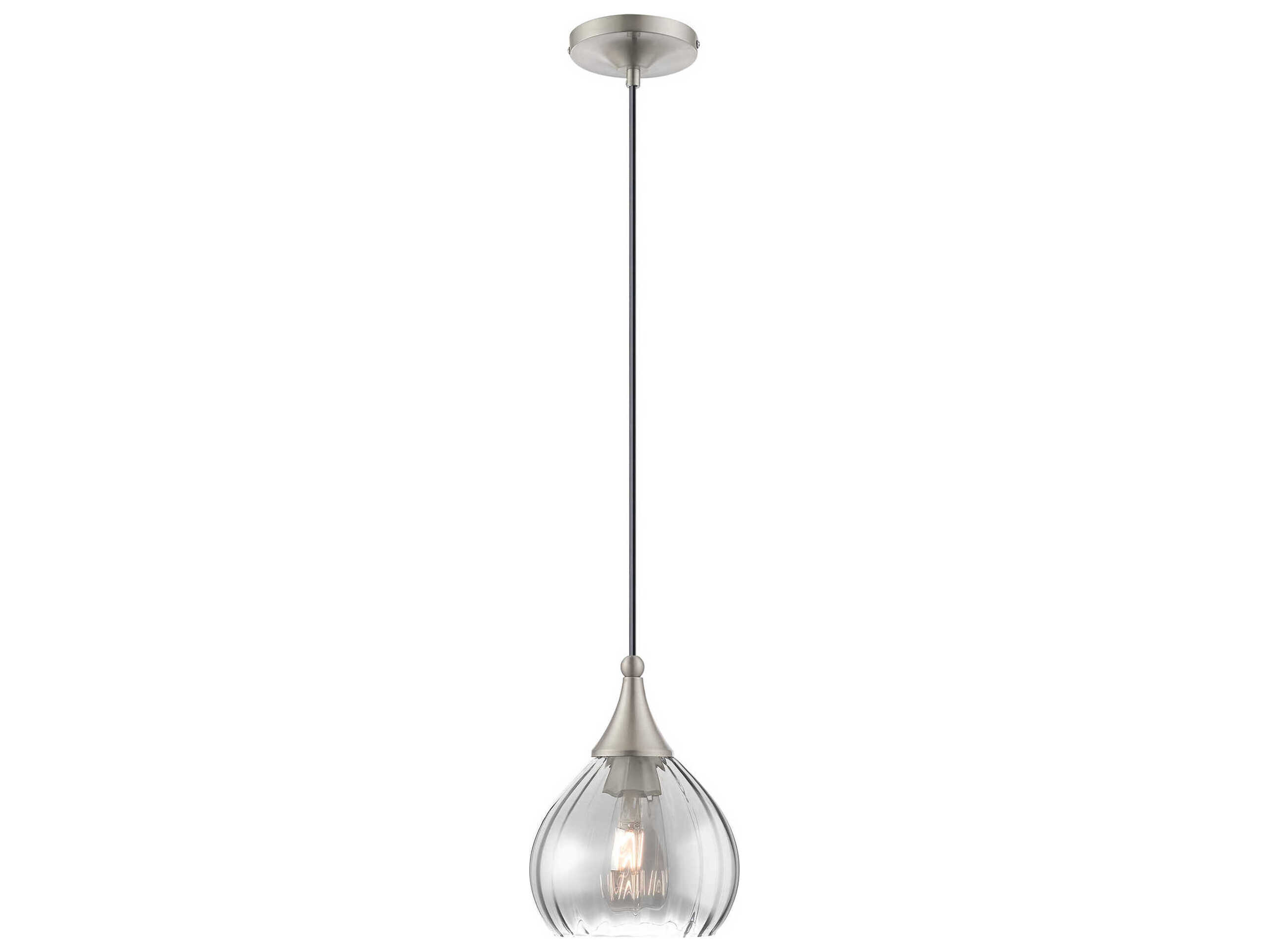 Livex Lighting Art Glass 1-Light Brushed Nickel Bell Mini Pendant