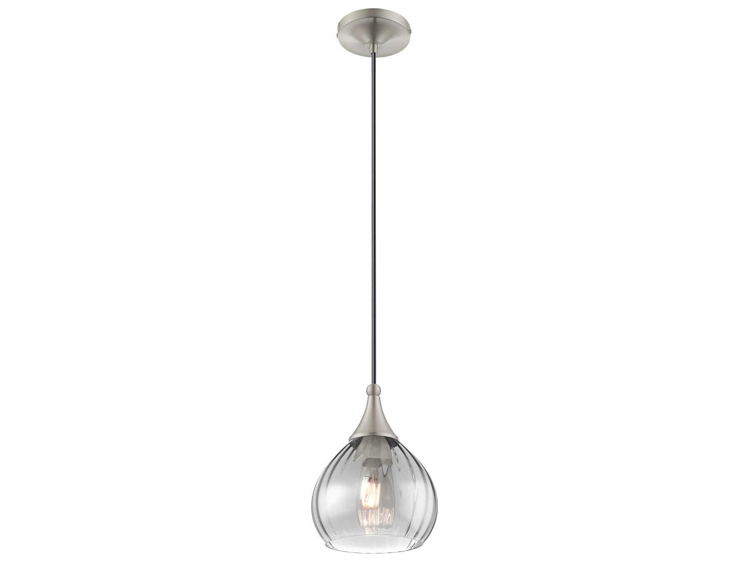 Livex Lighting Art Glass 1-Light Brushed Nickel Bell Mini Pendant