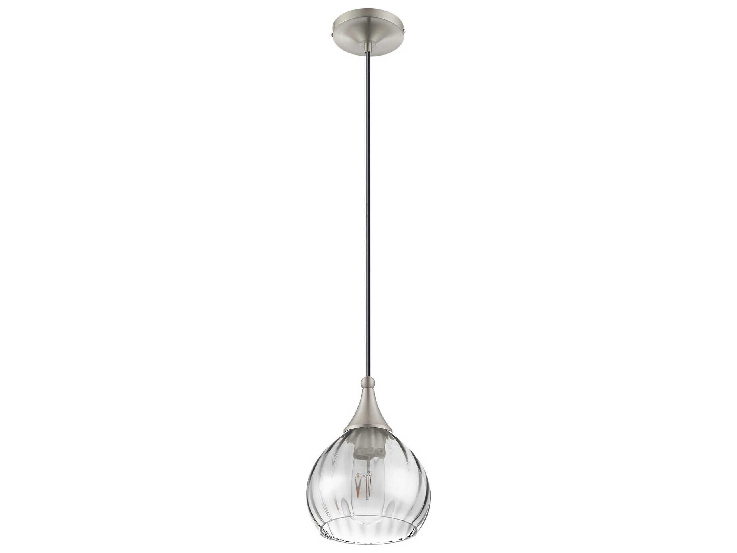 Livex Lighting Art Glass 1-Light Brushed Nickel Bell Mini Pendant