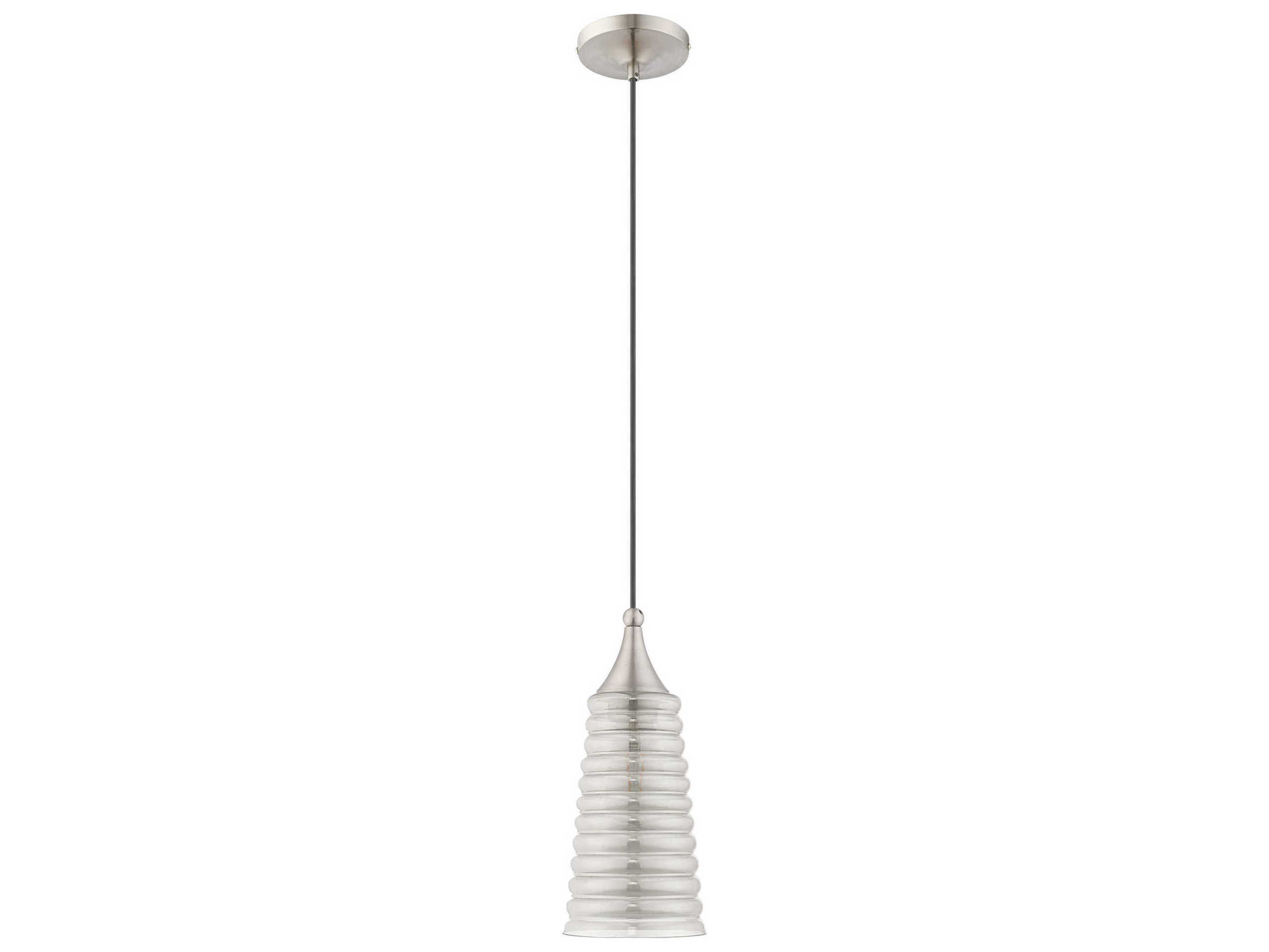 Livex Lighting Art Glass 1-Light Brushed Nickel Clear Bell Mini Pendant